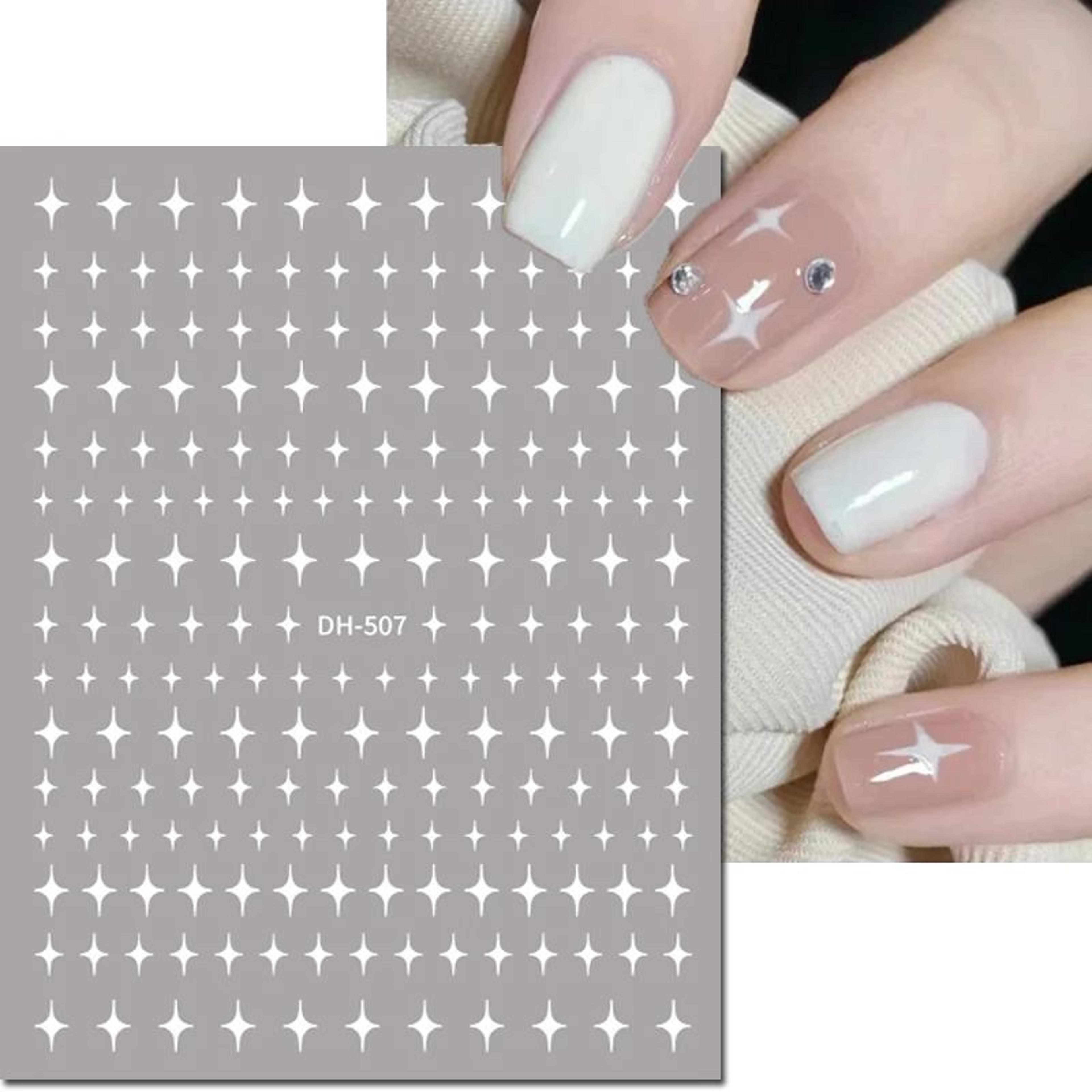Romantic 3D Nail Art Stickers Set  Self Adhesive Nail Decals For French Tips Hearts Stars  Clouds 12