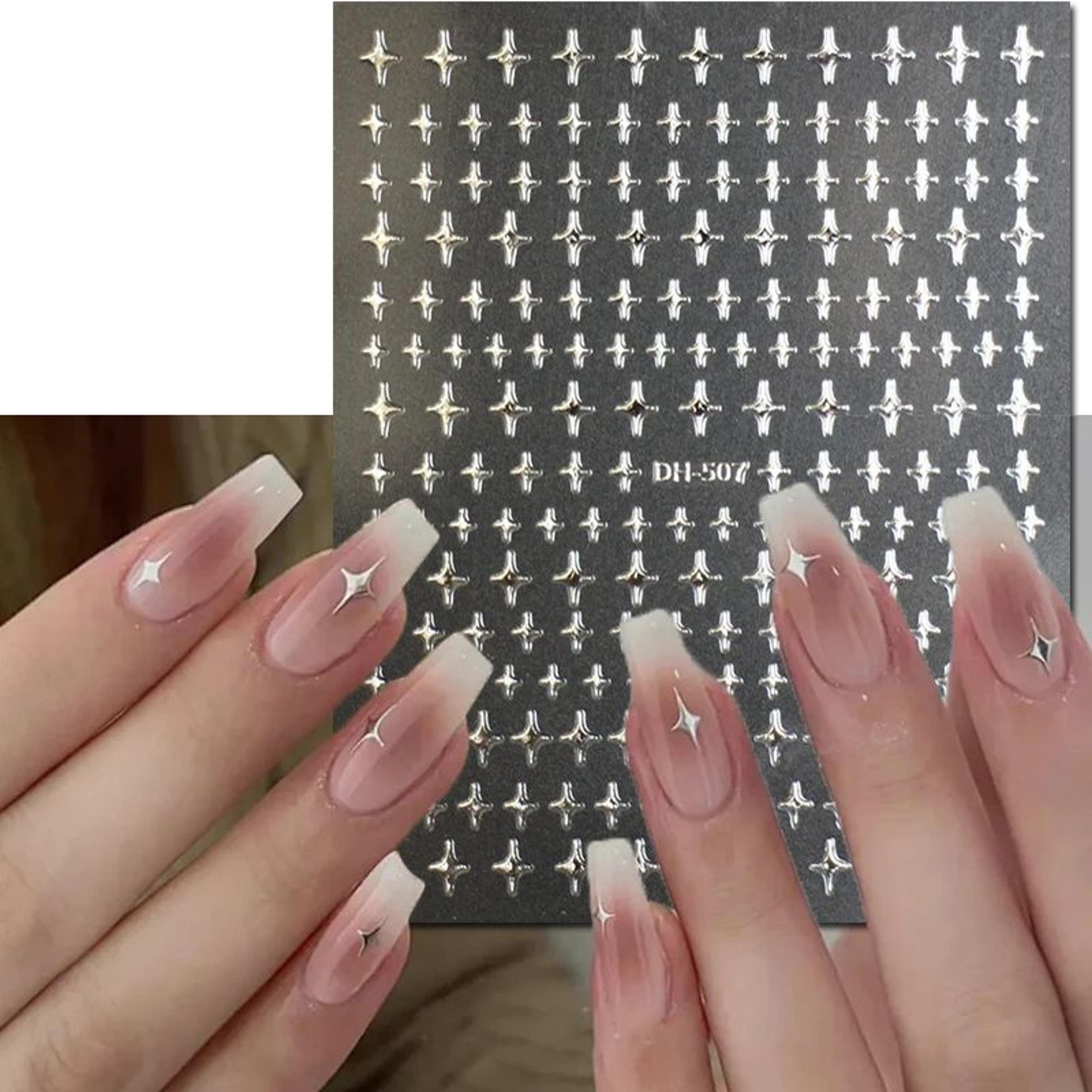 Romantic 3D Nail Art Stickers Set  Self Adhesive Nail Decals For French Tips Hearts Stars  Clouds 14