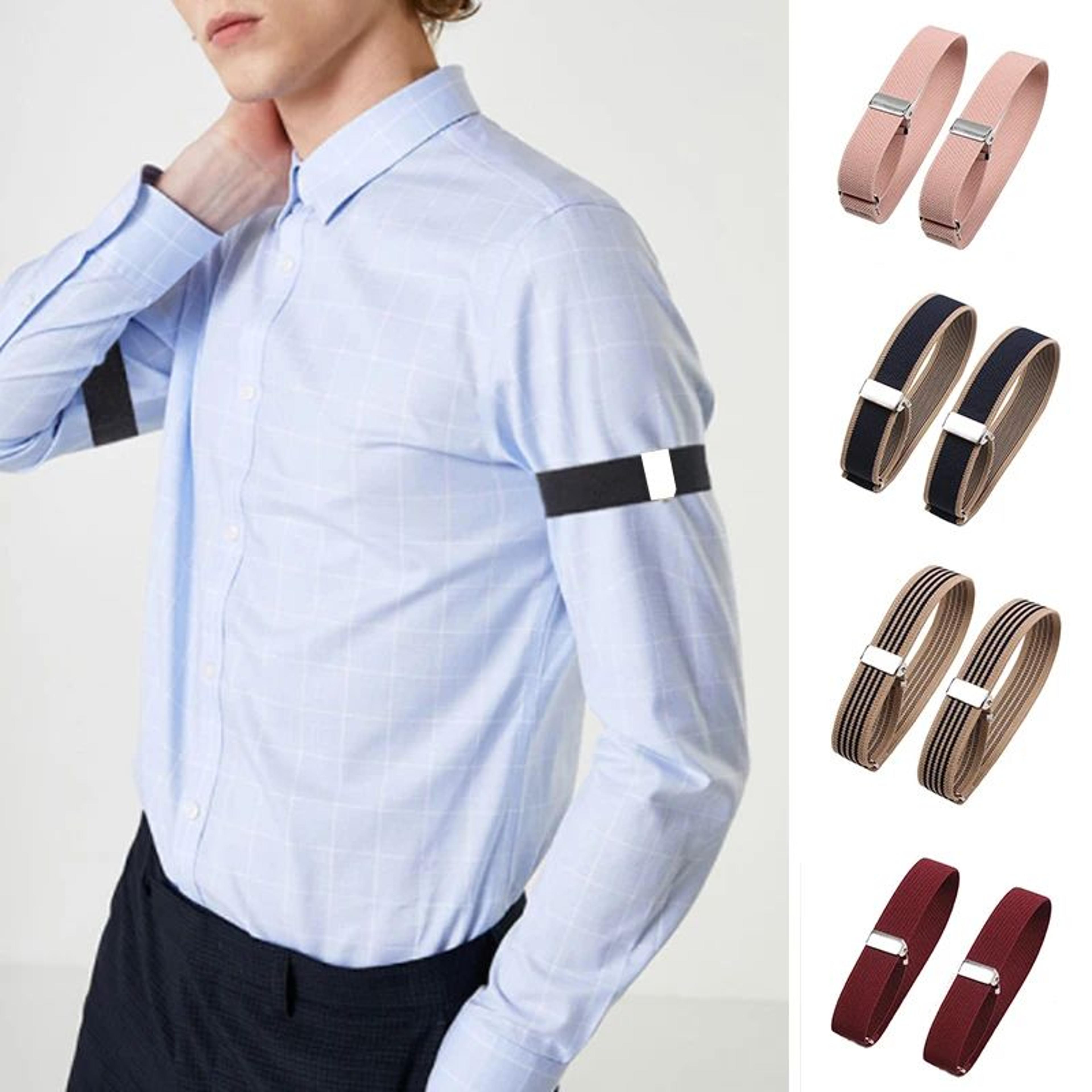 Classic Sleeve Garters For Men  Women  Adjustable Shirt Sleeve Holders With Metal Slider StripePlai 0