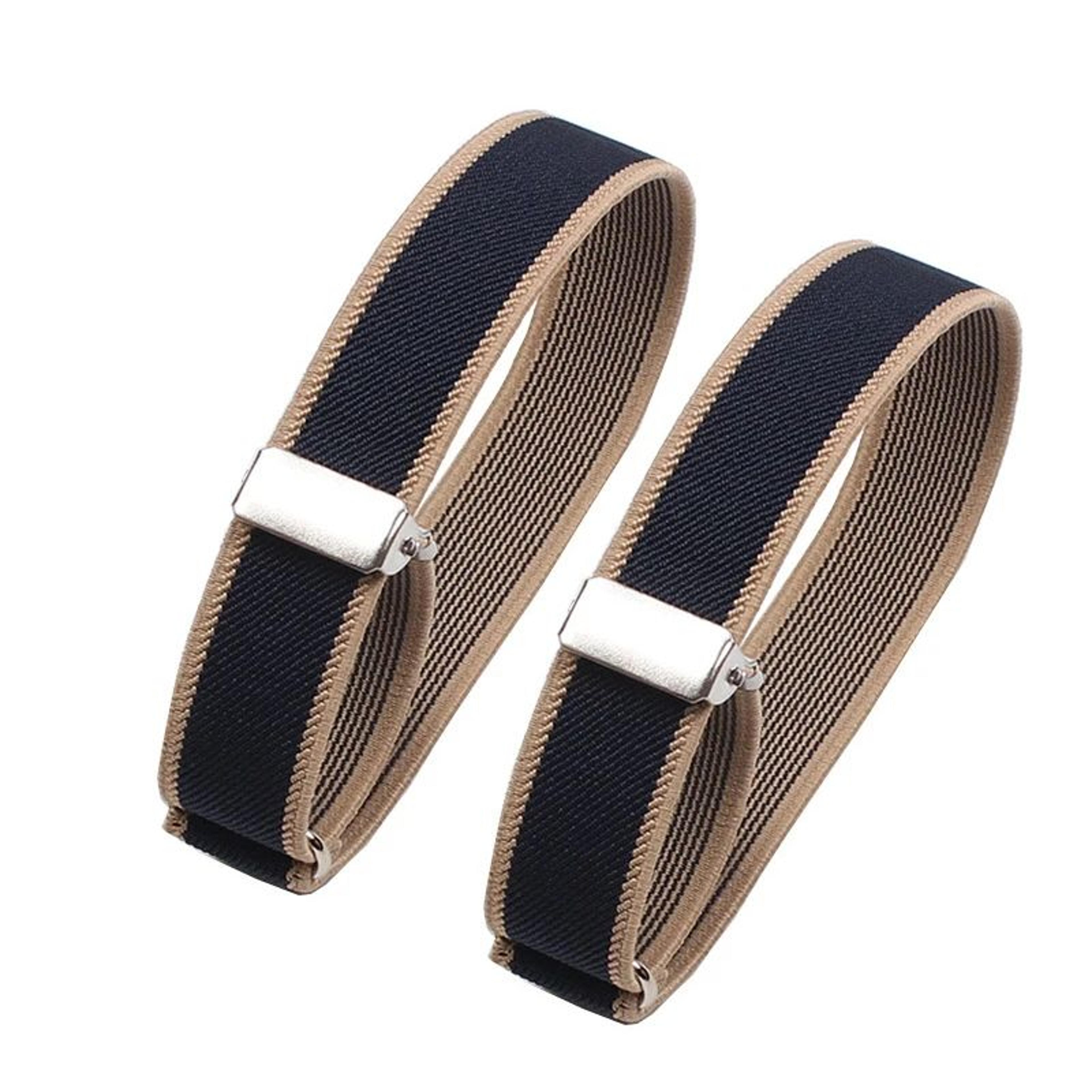 Classic Sleeve Garters For Men  Women  Adjustable Shirt Sleeve Holders With Metal Slider StripePlai 2