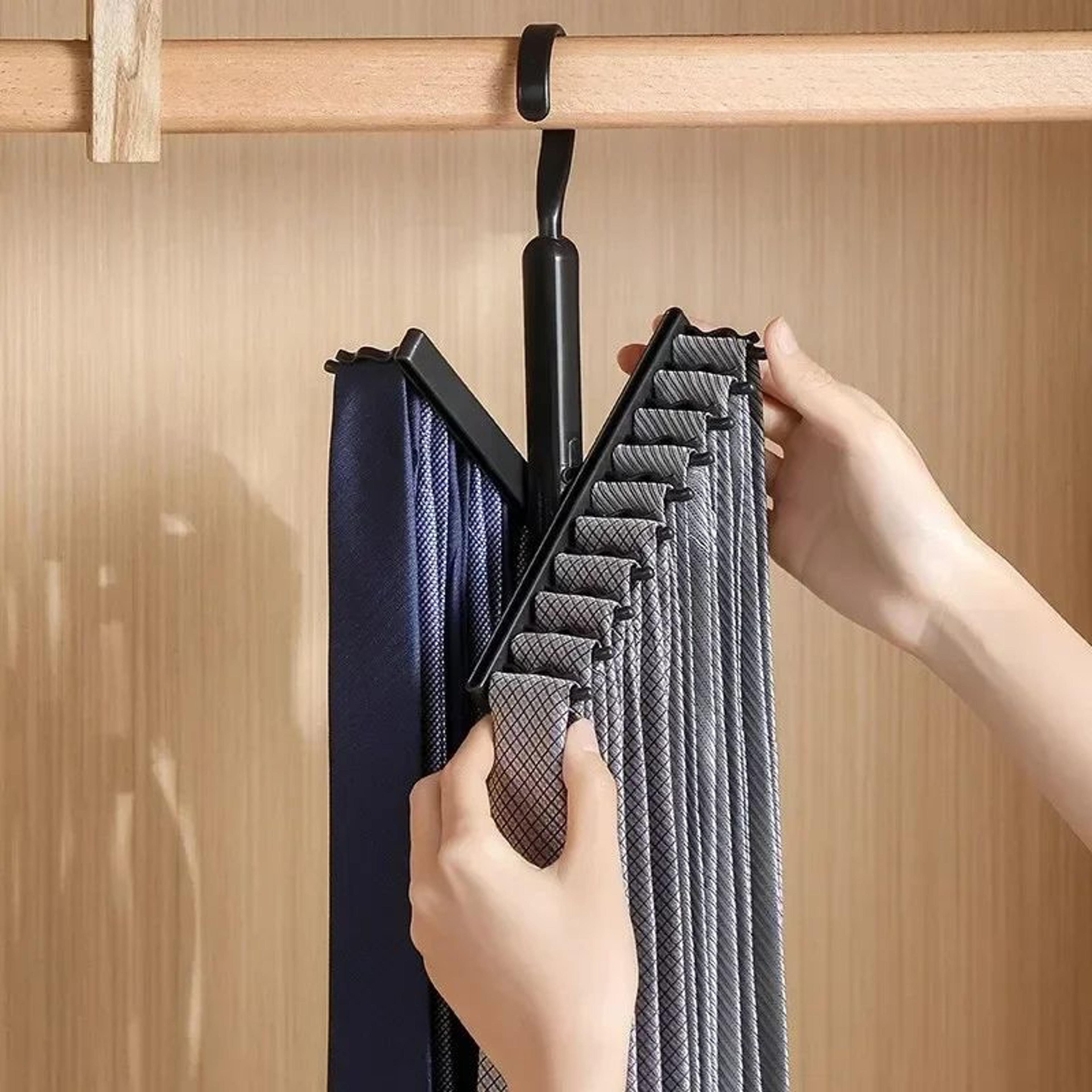 Rotating Tie Hanger 20Row Closet Rack Necktie  Belt Organizer With NonSlip Hooks 2