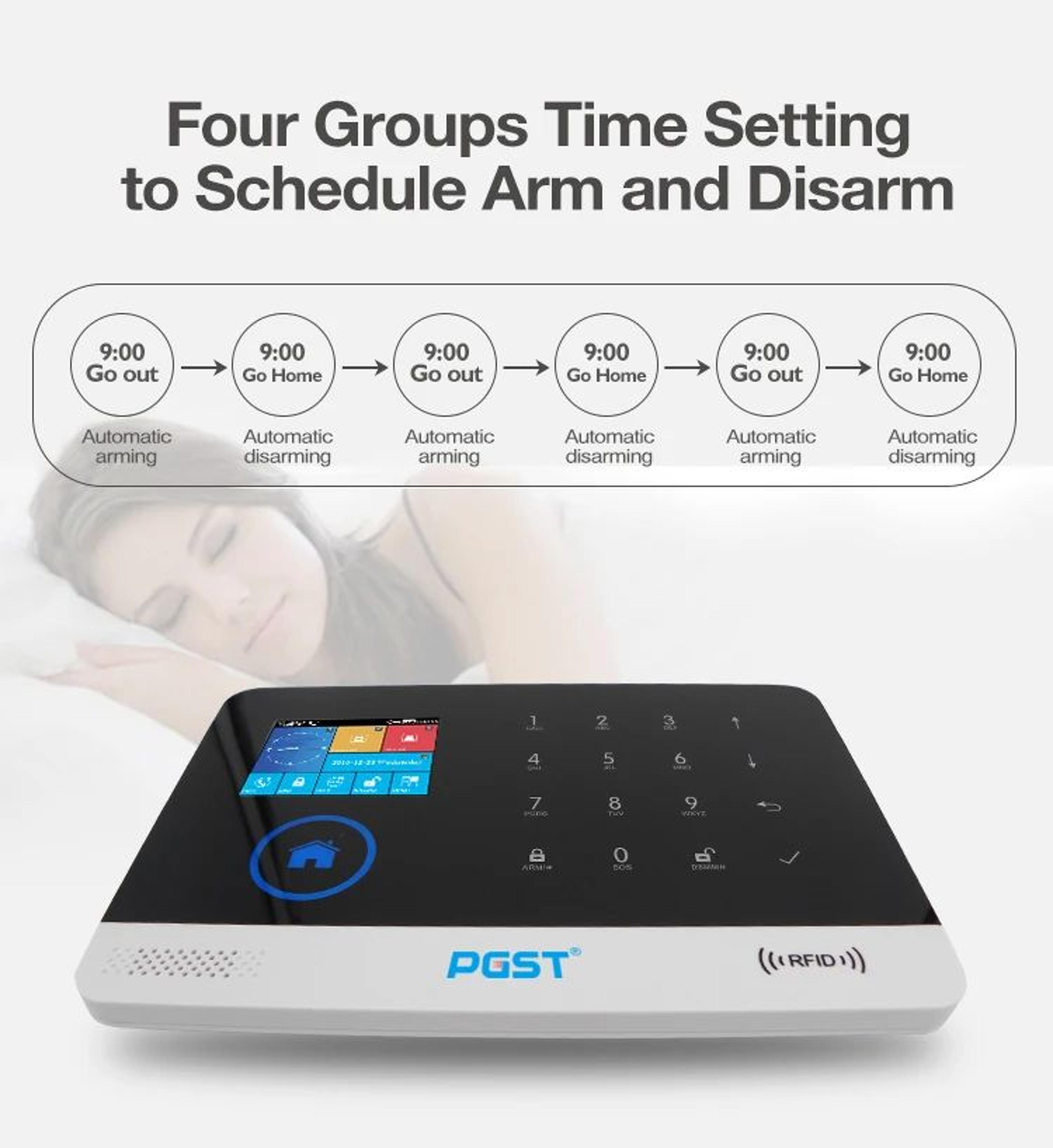 PGST 103 Wireless Home Security System With 4GWiFi App Control 24 Screen RFID  PIR Motion 2