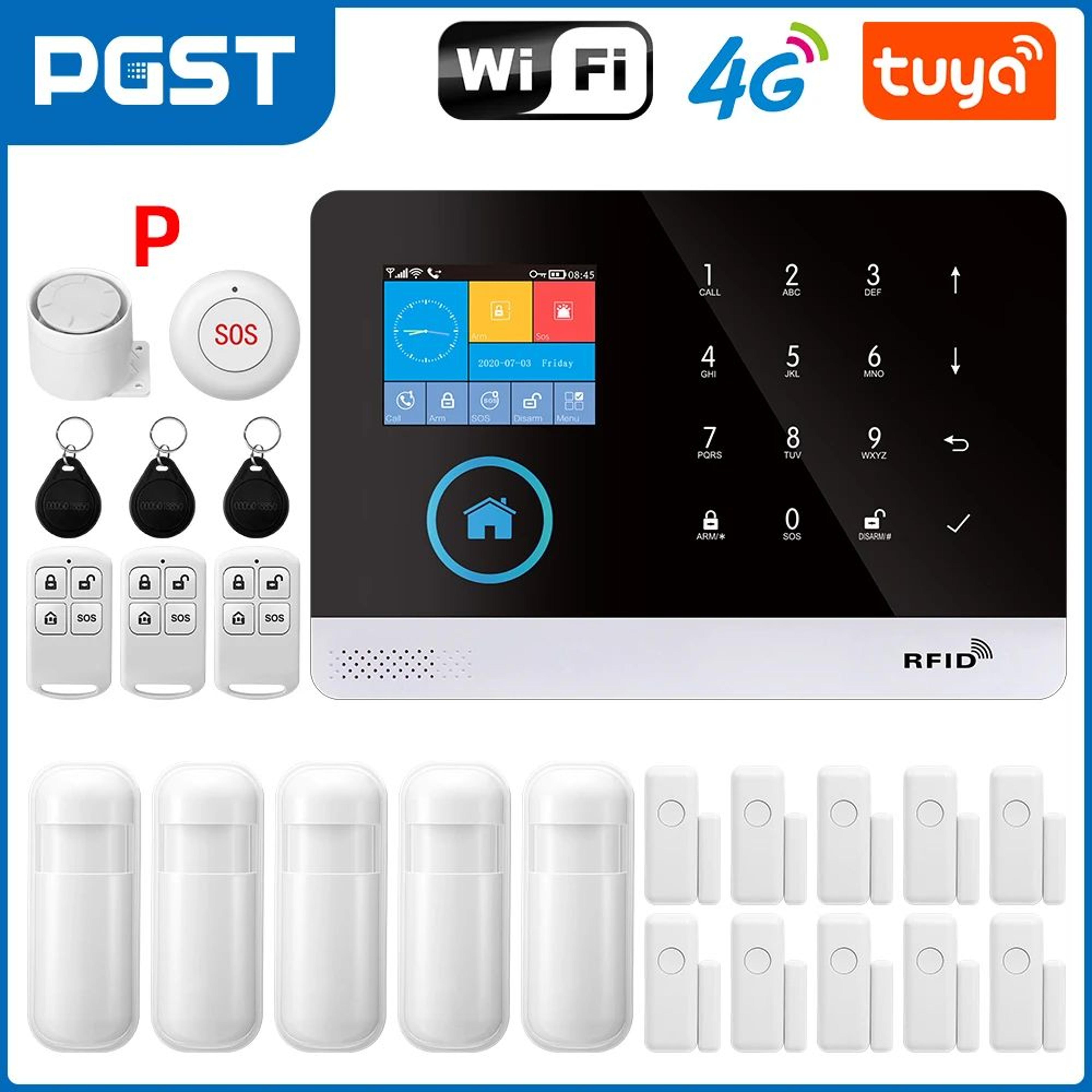 PGST 103 Wireless Home Security System With 4GWiFi App Control 24 Screen RFID  PIR Motion 17