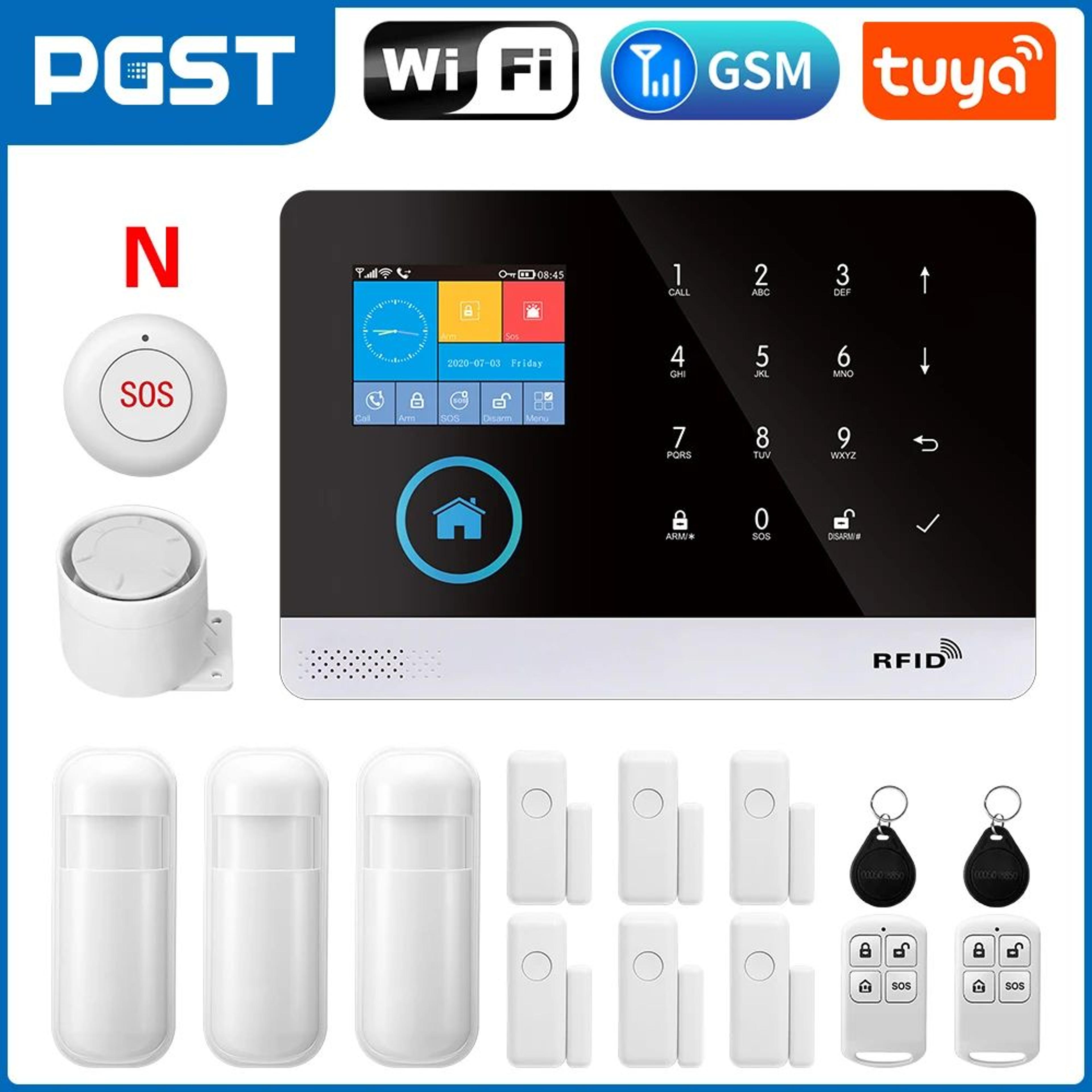 PGST 103 Wireless Home Security System With 4GWiFi App Control 24 Screen RFID  PIR Motion 9