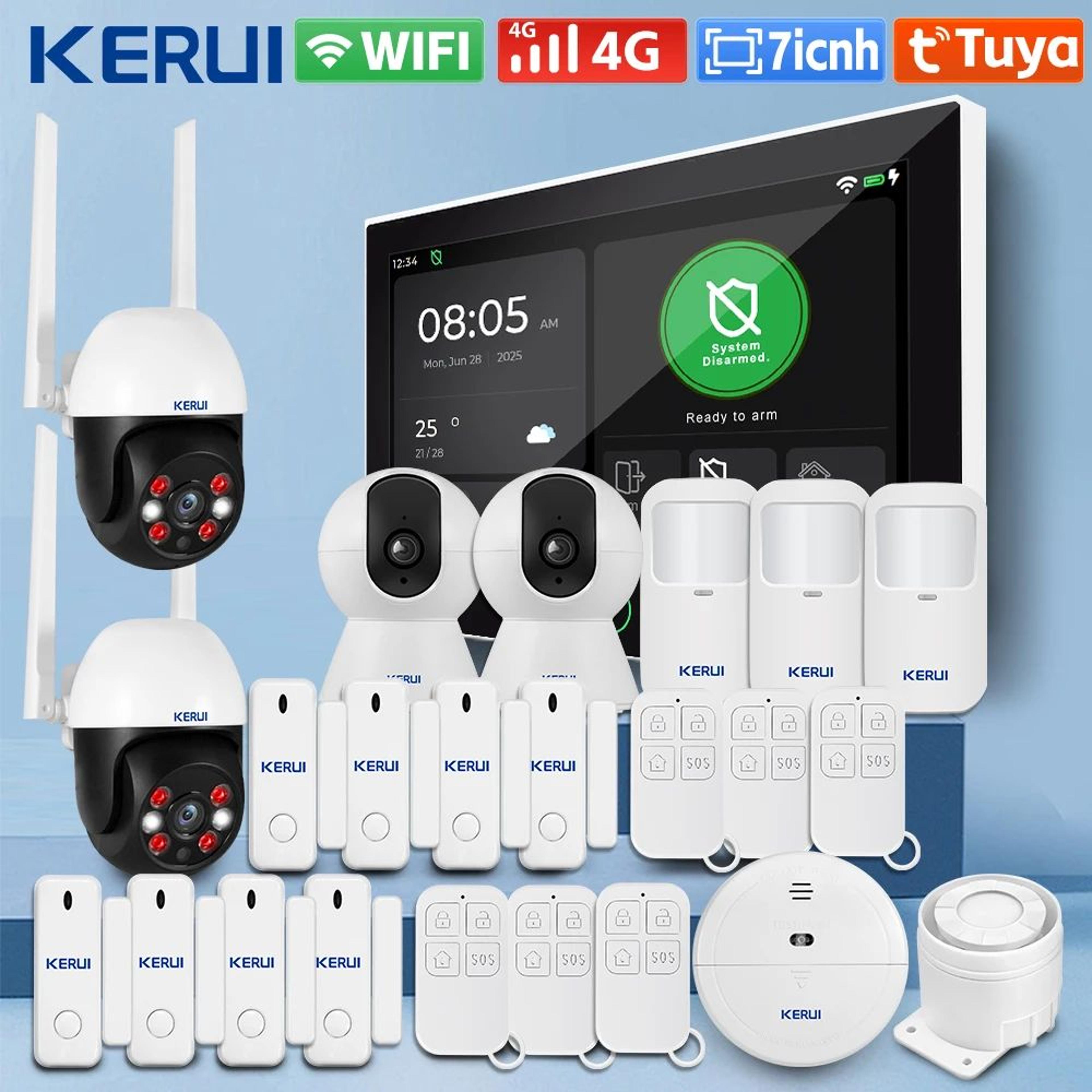 KERUI G70 Tuya Home Alarm System  7 Touchscreen Panel With 4G  WiFi Backup Wireless Security Kit 0