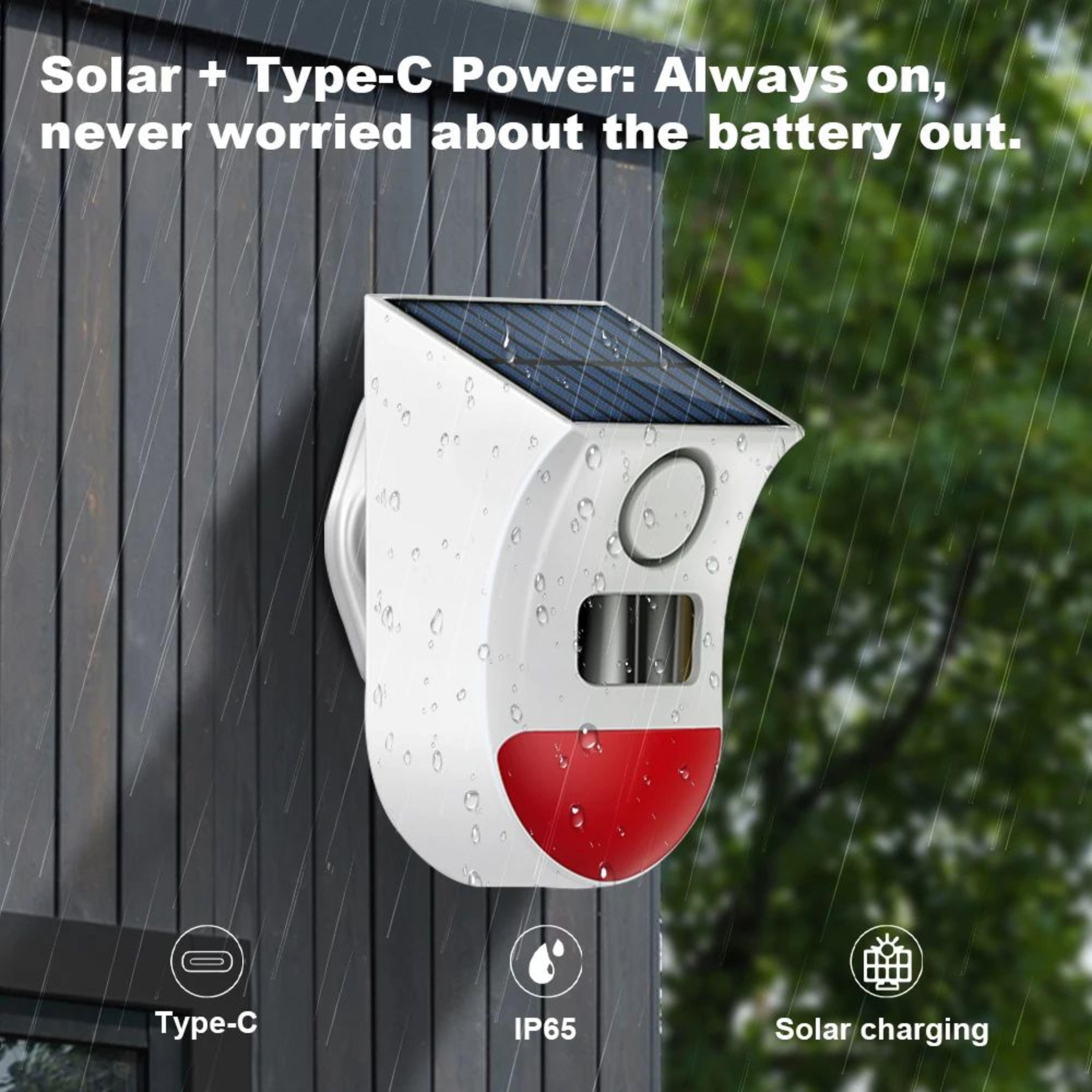 Tuya WiFi Solar Motion Sensor Alarm Siren  Waterproof Outdoor Wireless Security Strobe 3