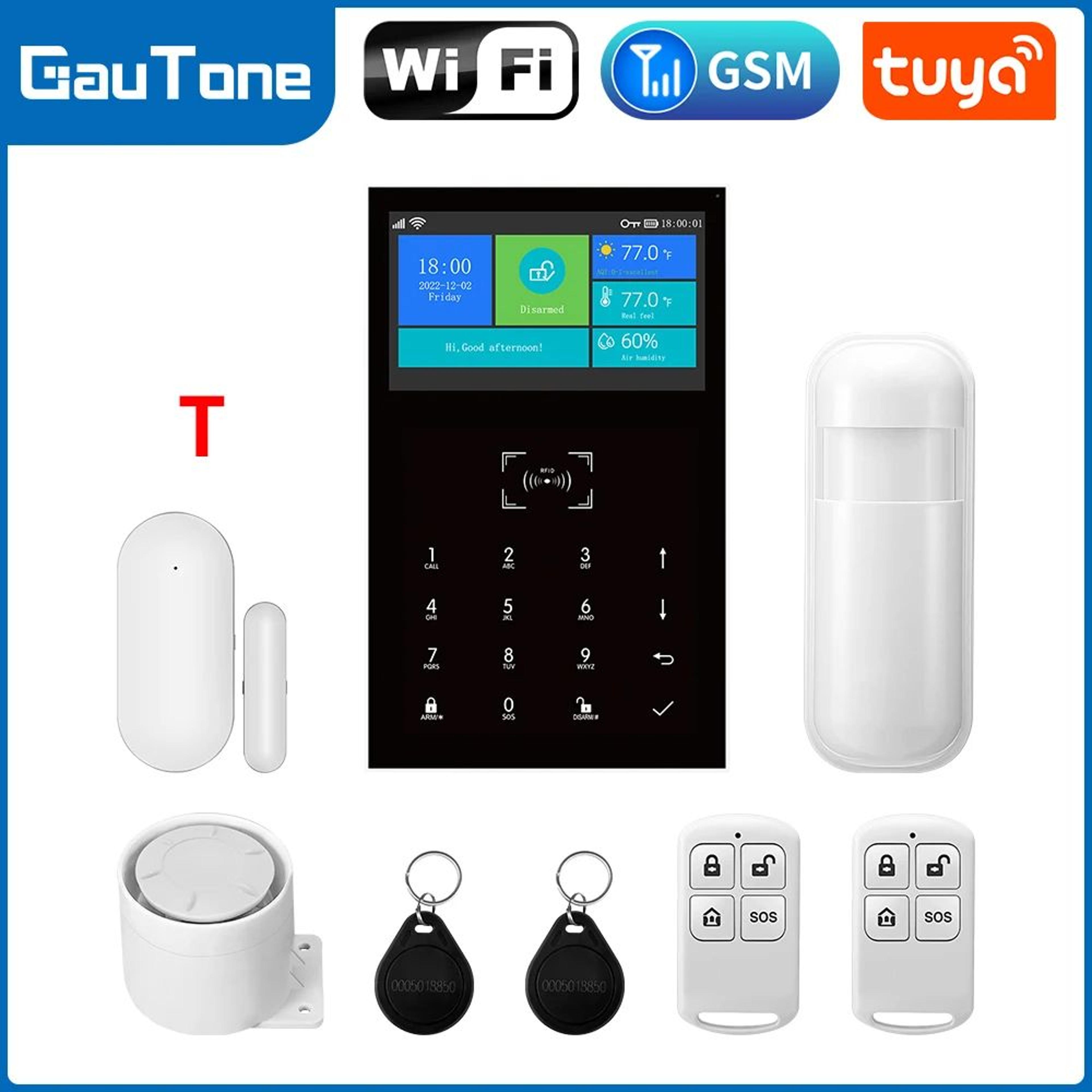 PG109 Tuya Smart WiFi GSM Alarm System With 43 LCD Touchscreen  Temperature Display 8