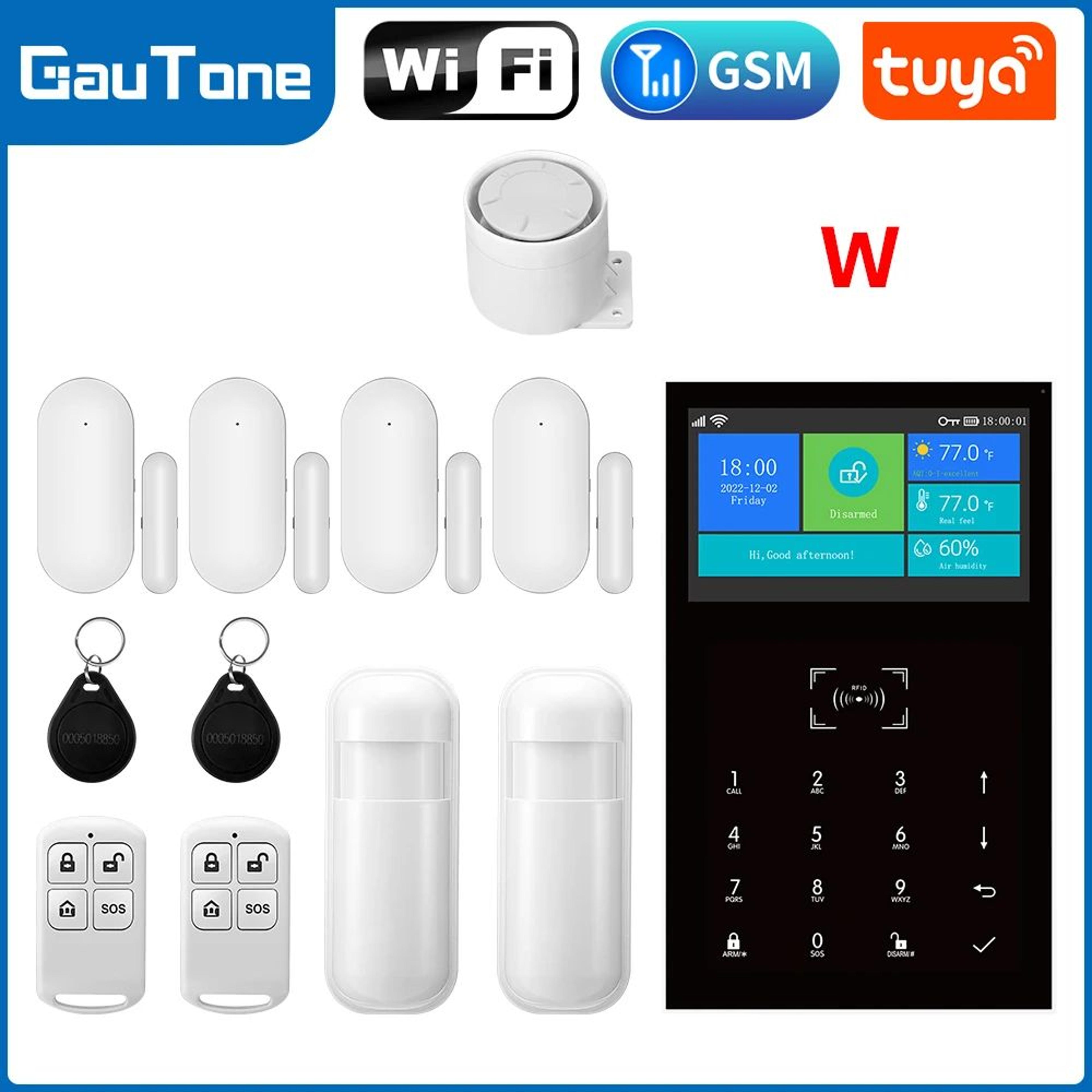 PG109 Tuya Smart WiFi GSM Alarm System With 43 LCD Touchscreen  Temperature Display 9