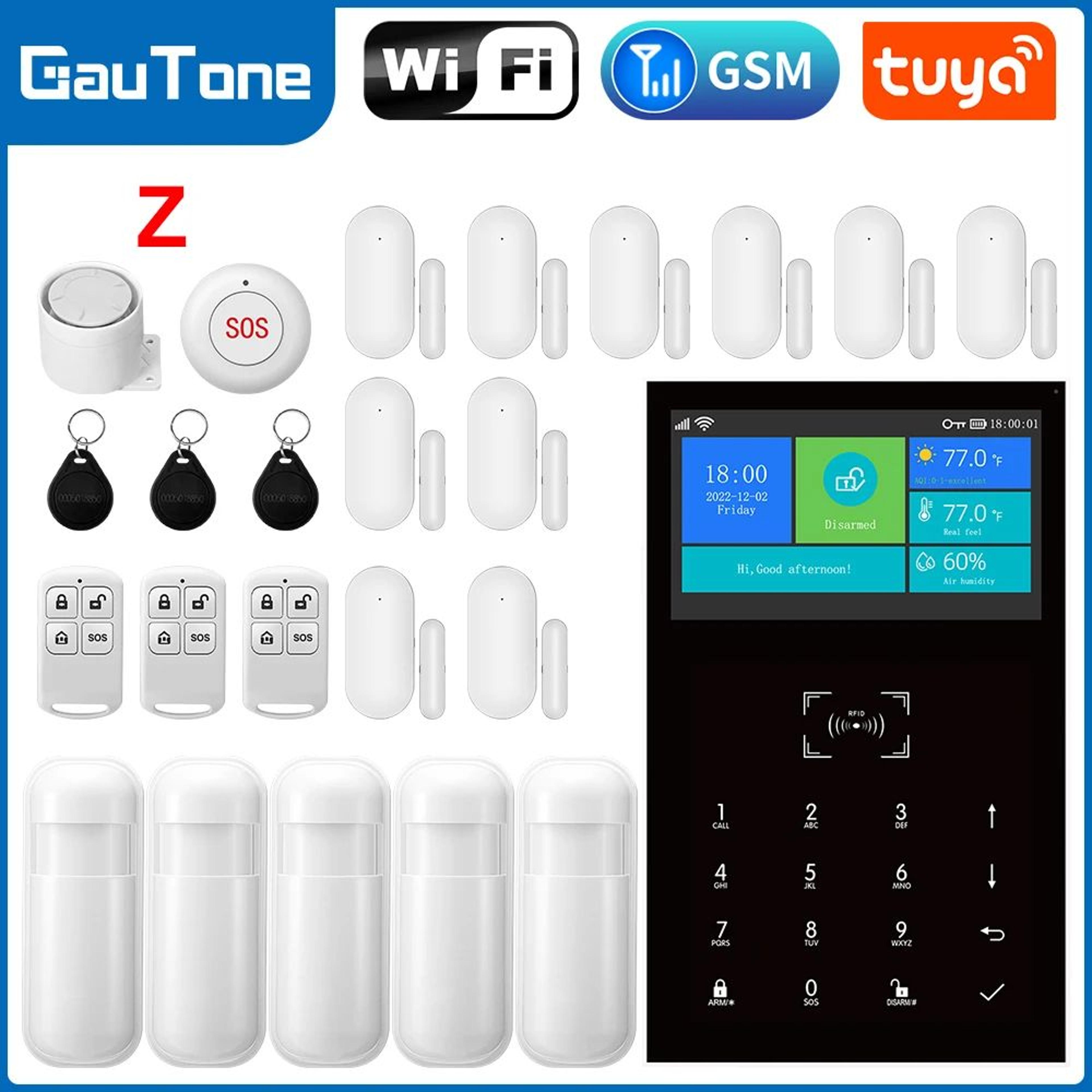 PG109 Tuya Smart WiFi GSM Alarm System With 43 LCD Touchscreen  Temperature Display 12