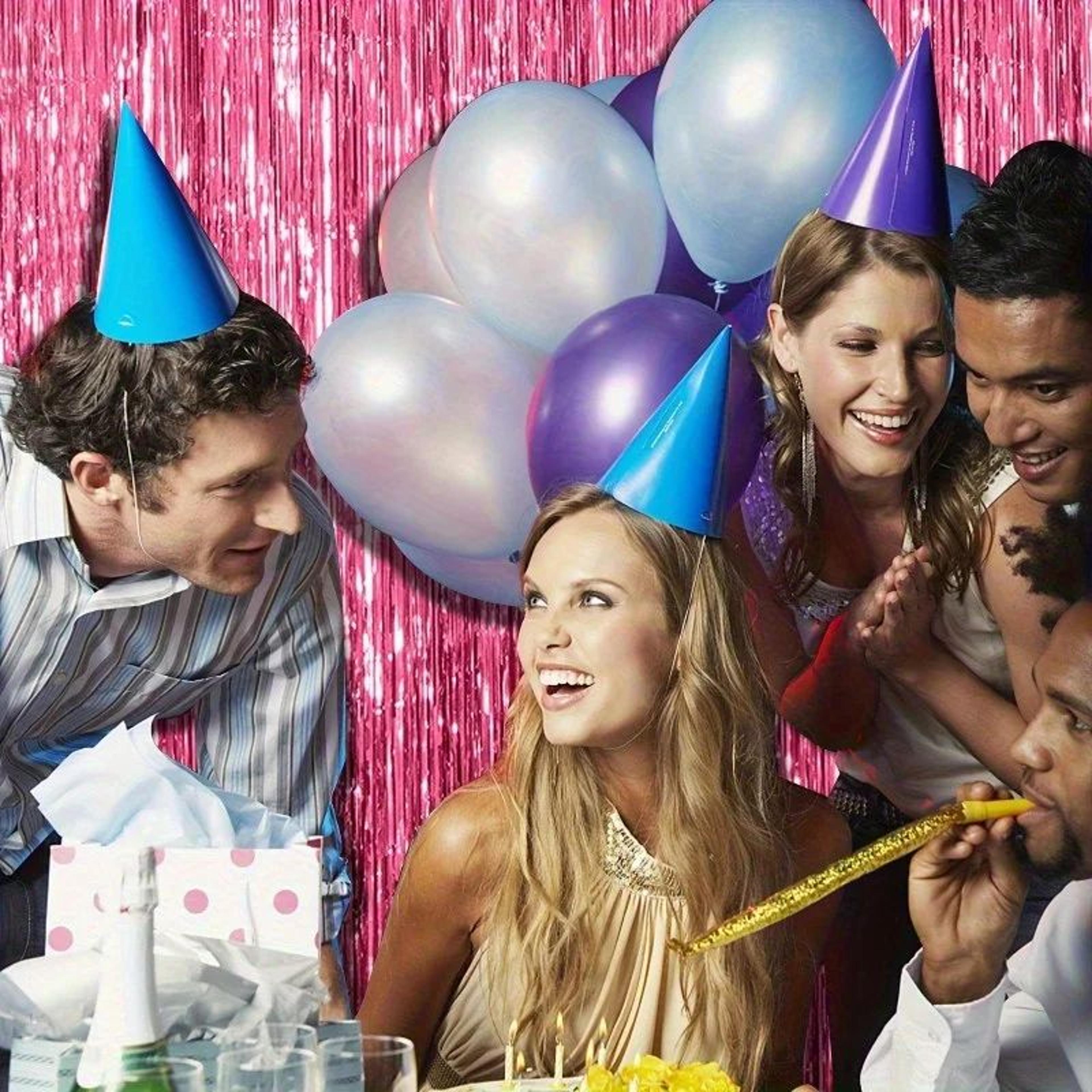 Pink Sparkle Rain Fringe Curtain Backdrop Set 13pcs For Photo Booth  Parties 3