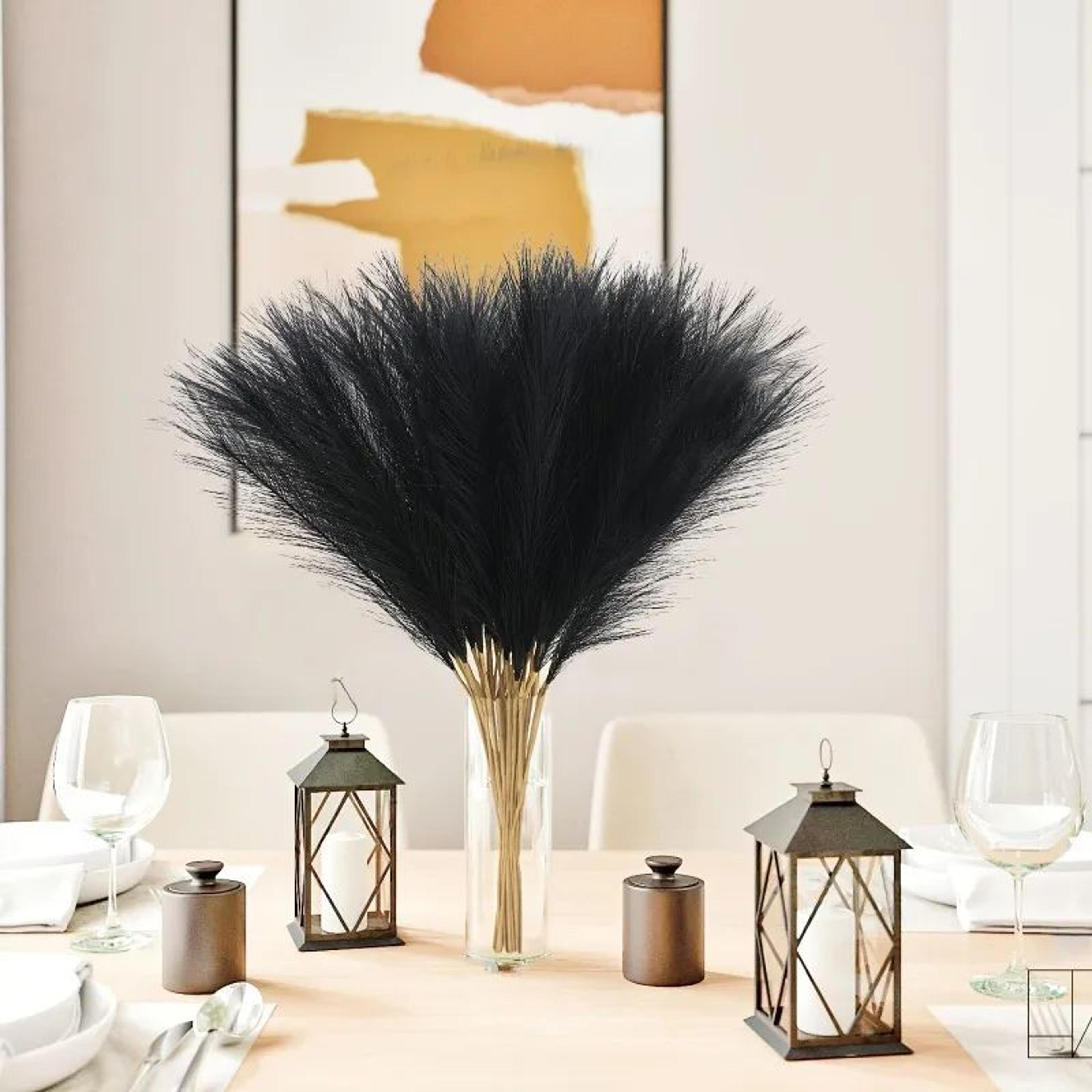 Boho Chic Faux Pampas Grass Decor  Fluffy Black Vase Fillers 1020 Pcs 5
