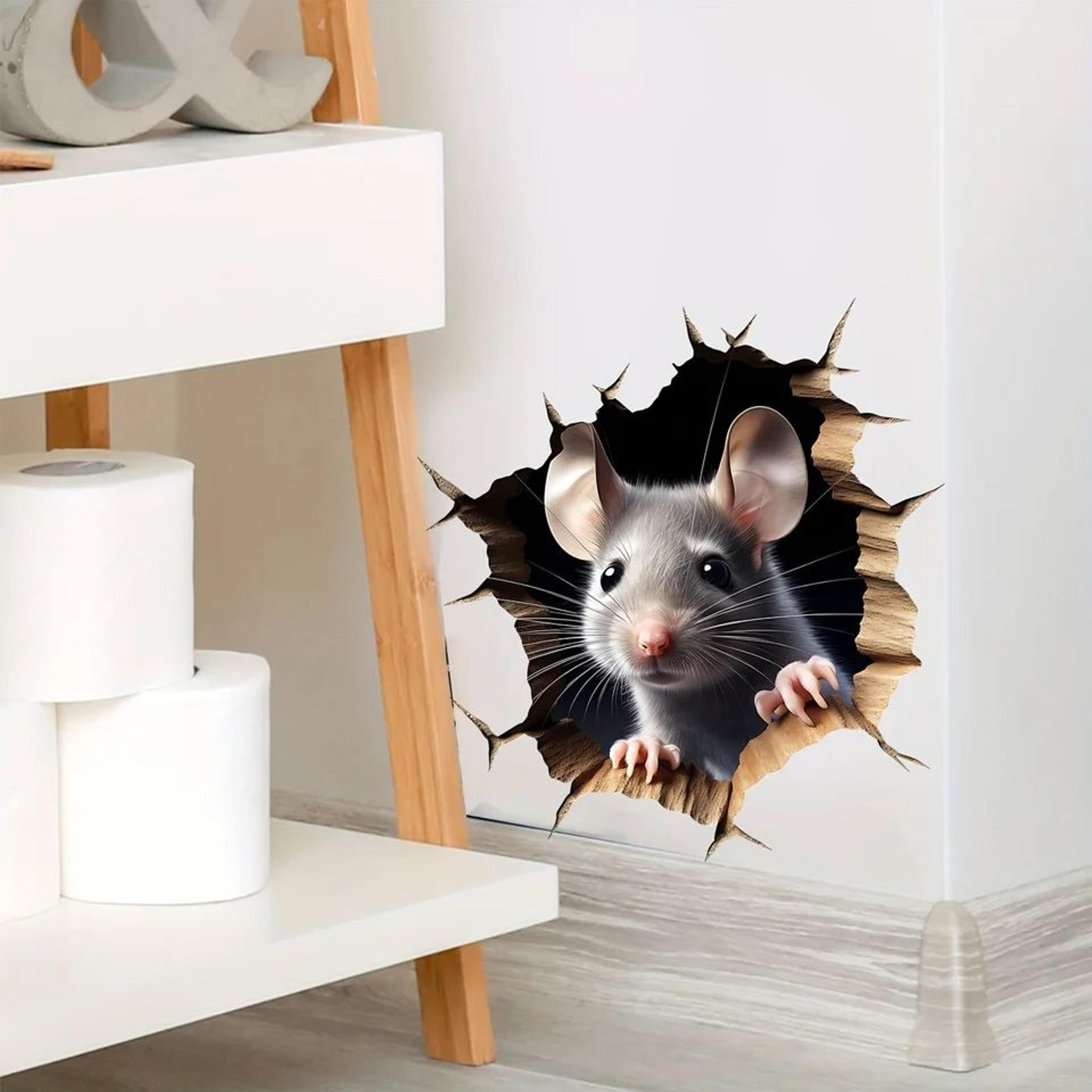 Delightful 3D Mouse Hole Wall Sticker  Removable Vinyl Wall Decal For Playful Home Decor 0