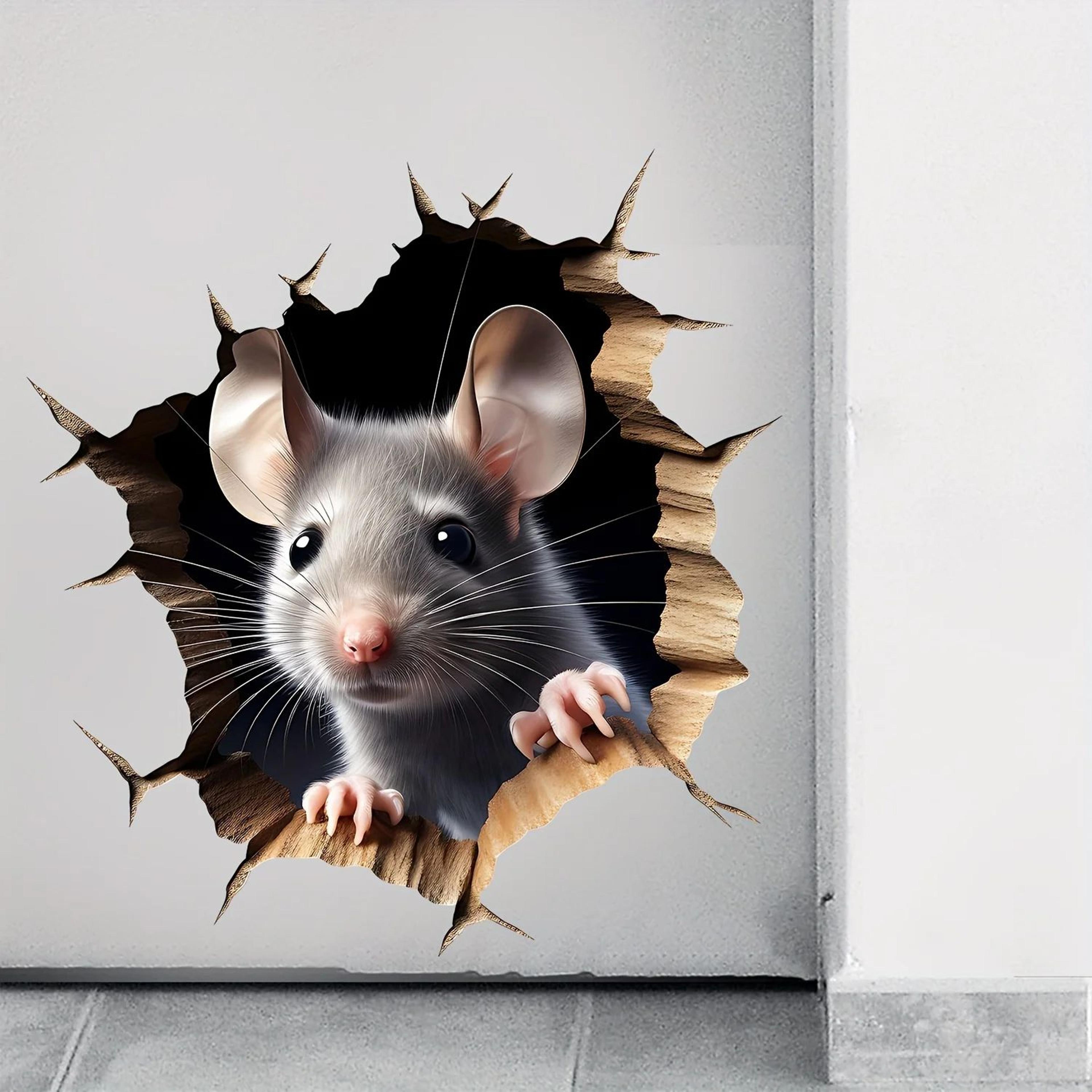 Delightful 3D Mouse Hole Wall Sticker  Removable Vinyl Wall Decal For Playful Home Decor 2