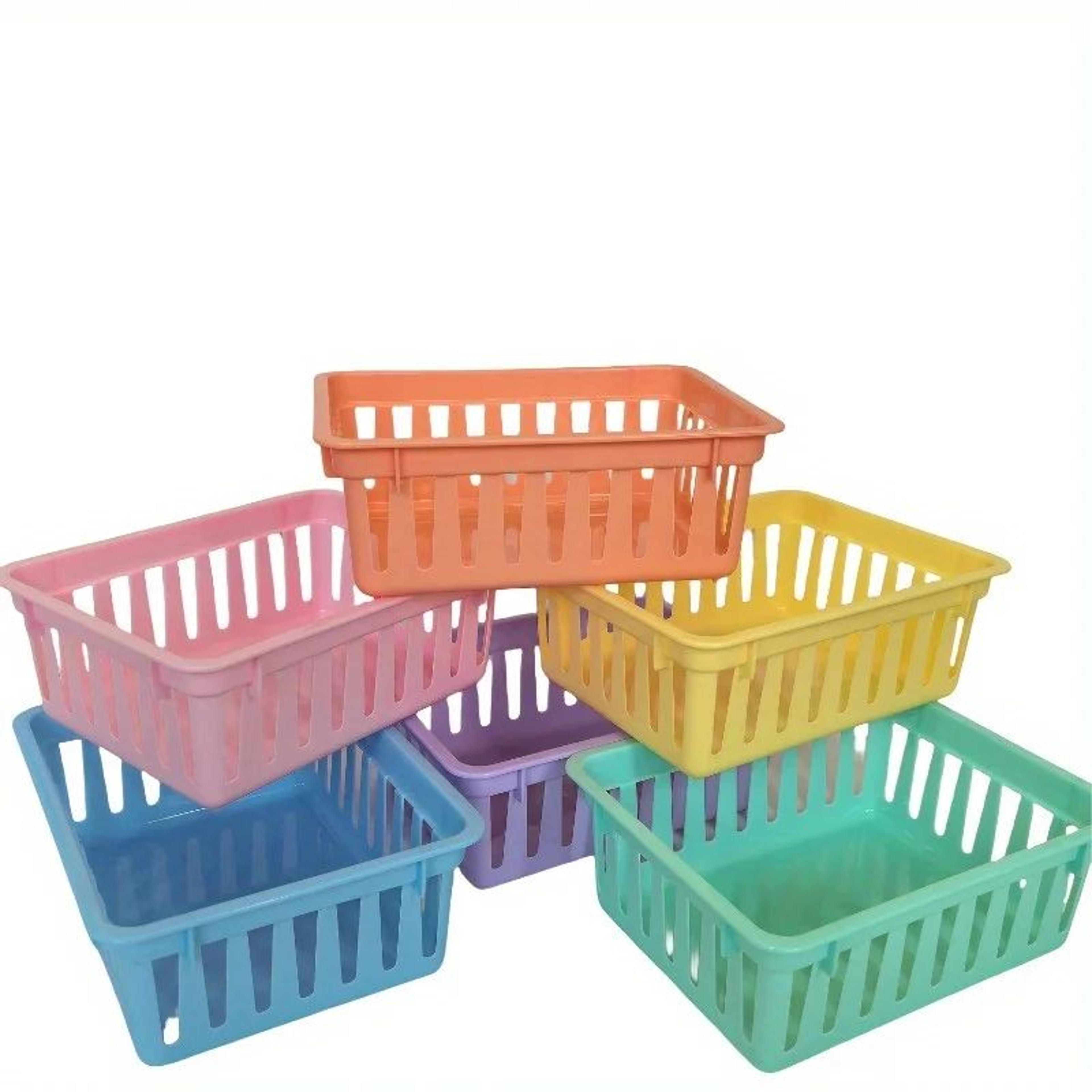 Macaron MultiUse Desktop Storage Baskets  Set Of 6 Plastic Organization Boxes For Office Classroom  2