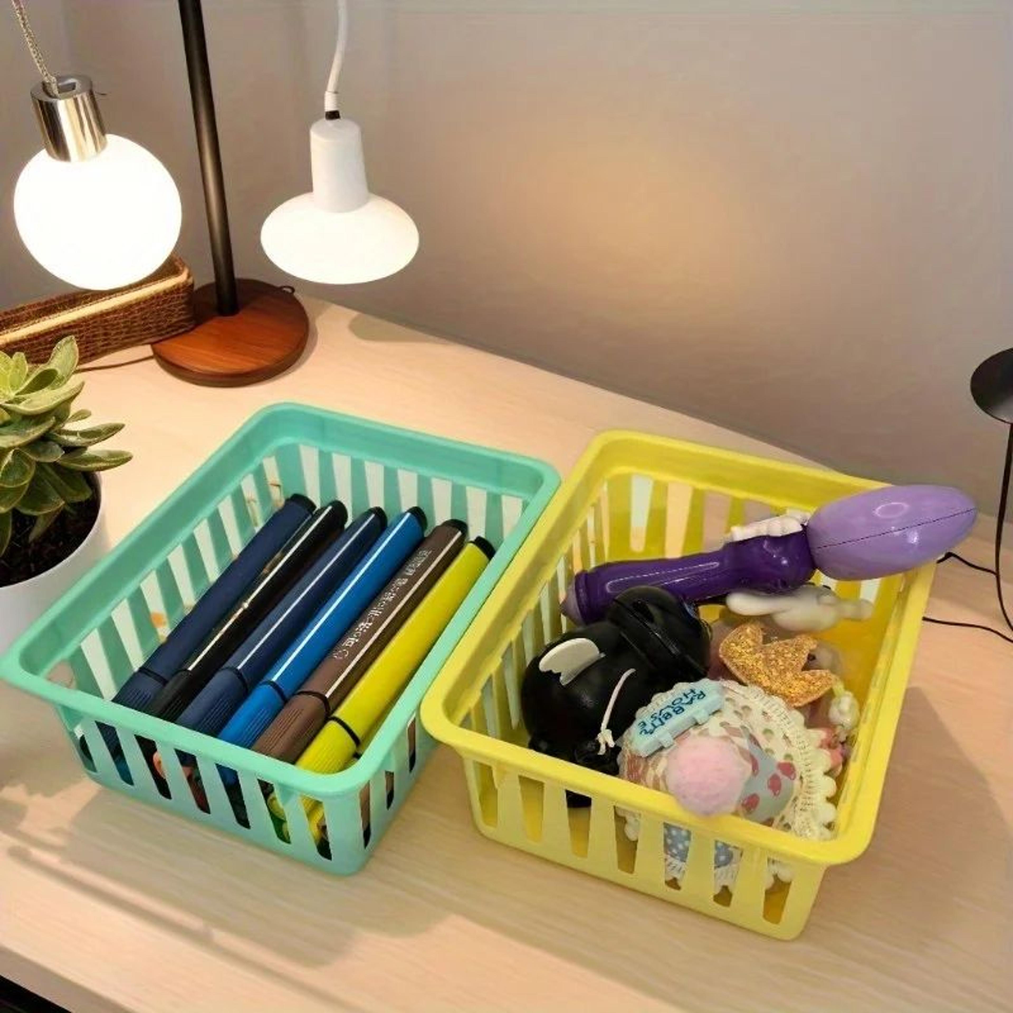 Macaron MultiUse Desktop Storage Baskets  Set Of 6 Plastic Organization Boxes For Office Classroom  3