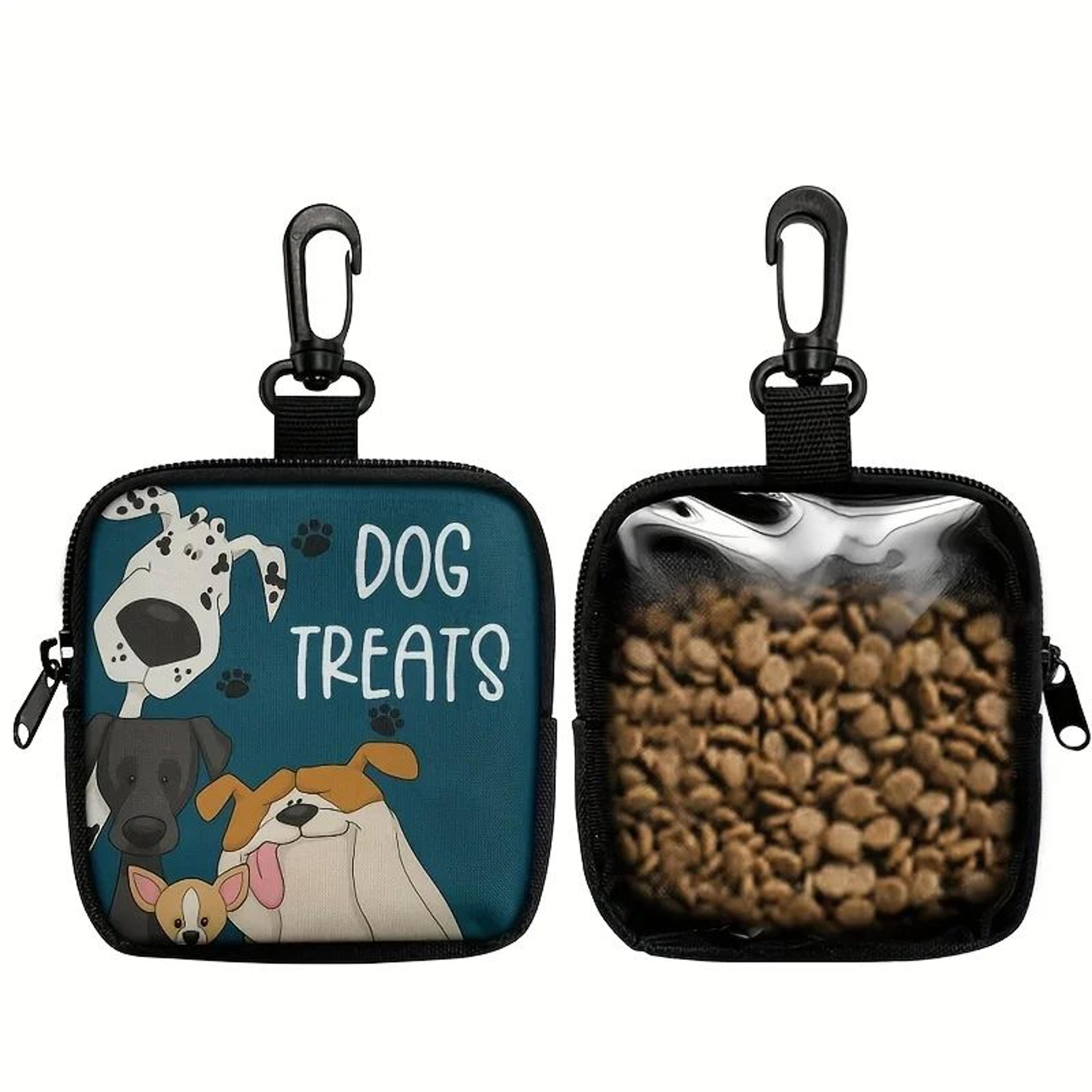 Dog Print Dog Treat Bag With Hook  Zipper  ClipOn Dog Training Treat Pouch For Walks 0