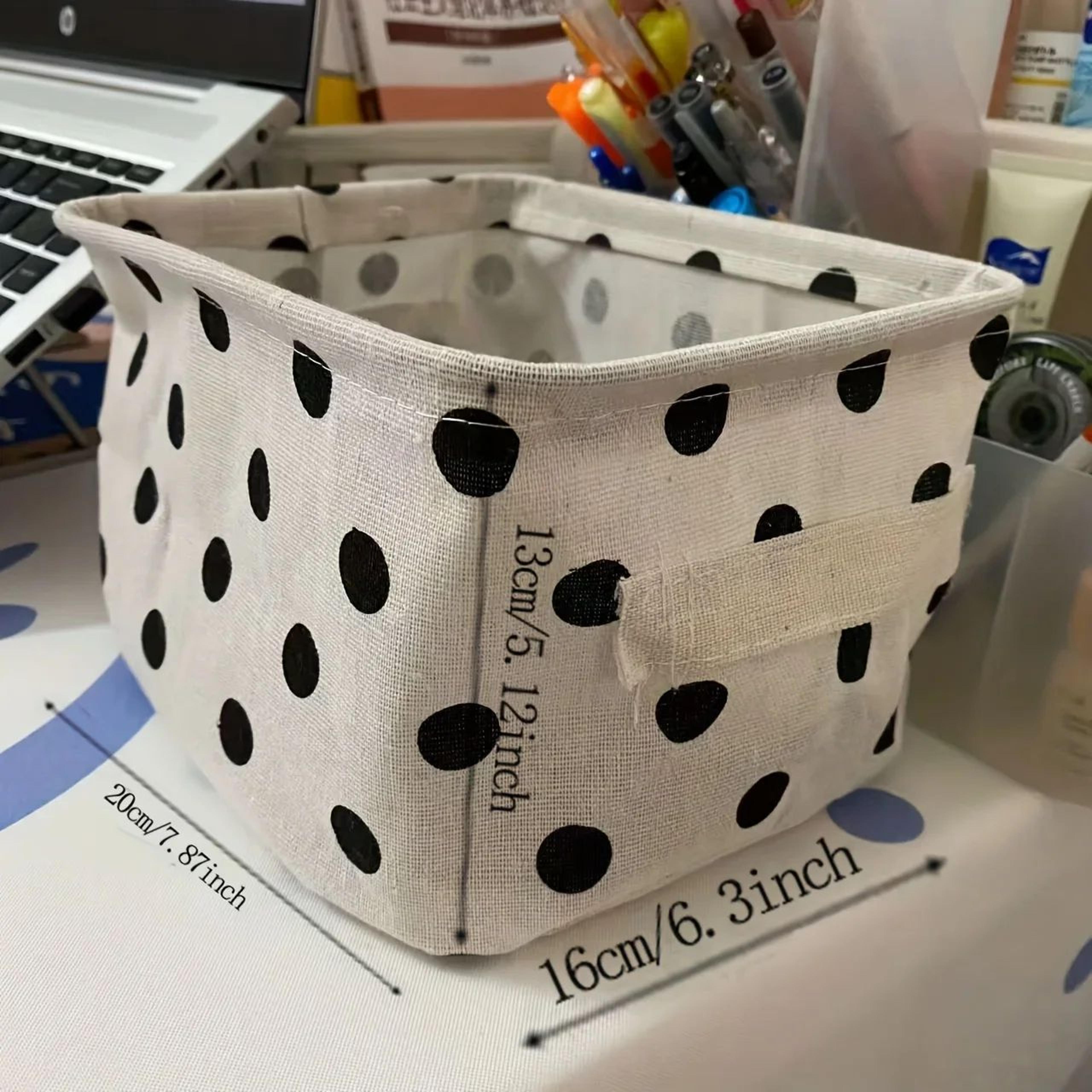 Foldable Cotton  Linen Desktop Storage Baskets 2Pack  Waterproof Canvas Organizer With Handles 0