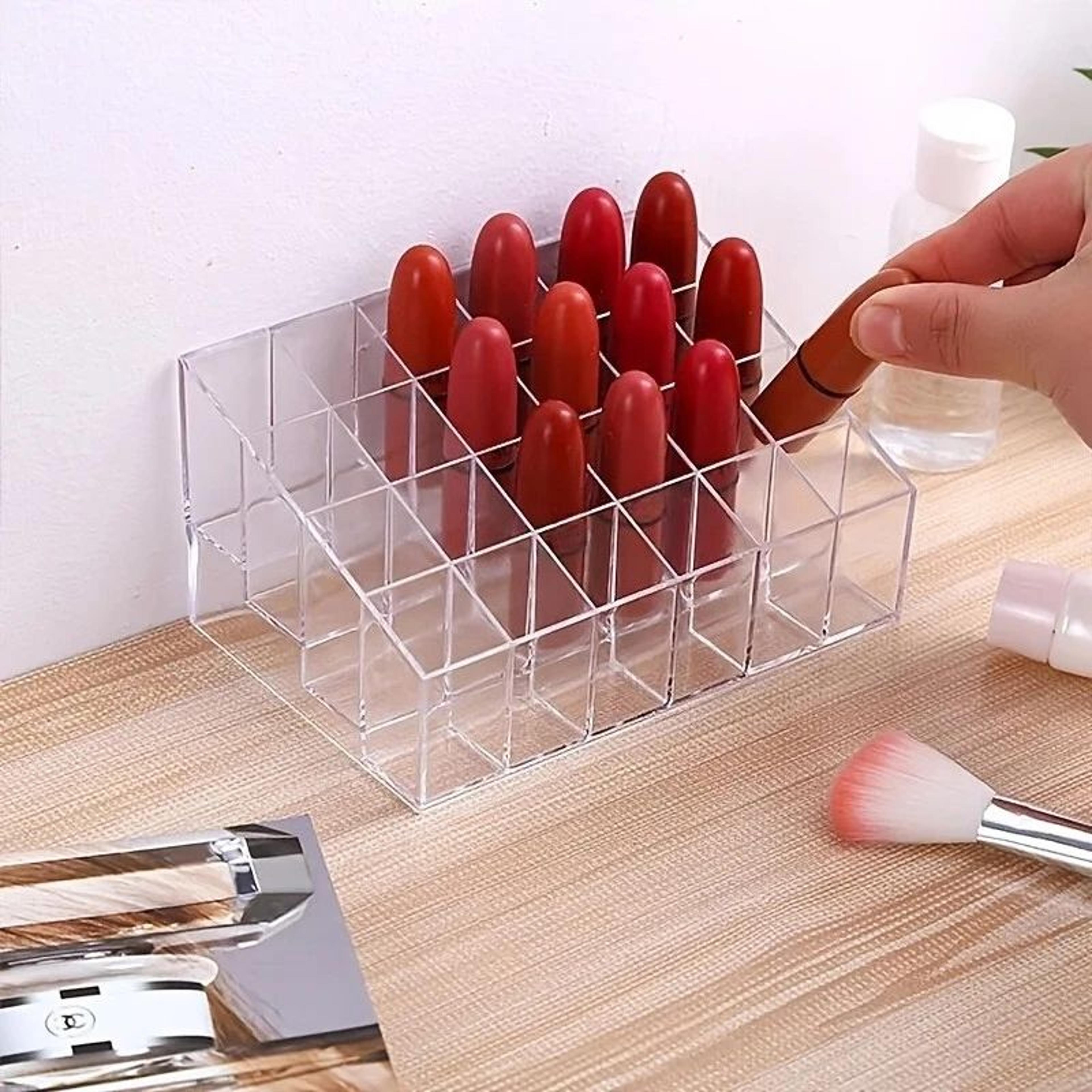 Clear Acrylic 24Slot Lipstick Organizer  Vanity Makeup Storage Box 3
