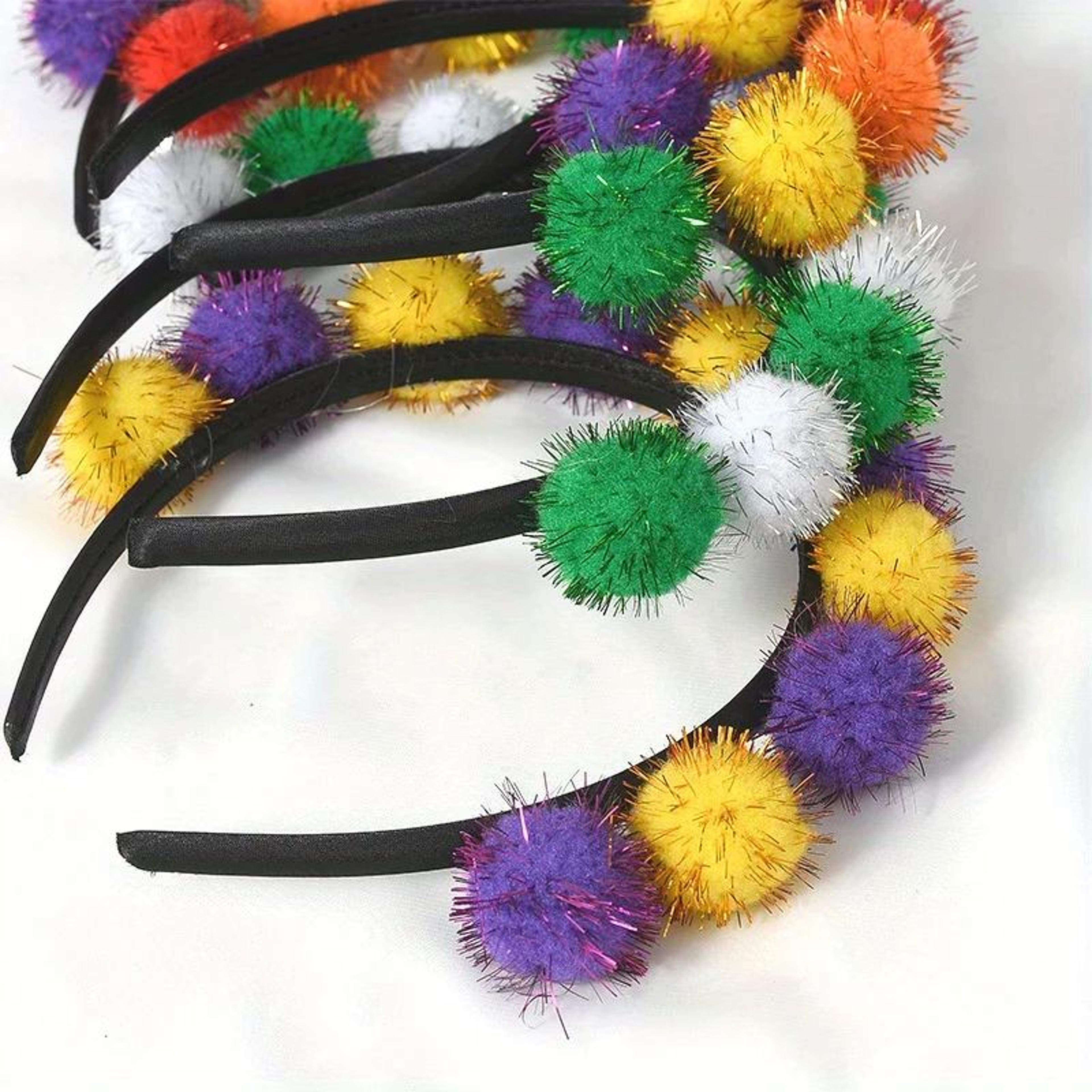 Mardi Gras Headband Plush Pom Carnival Hair Accessory For Parades  Parties 4