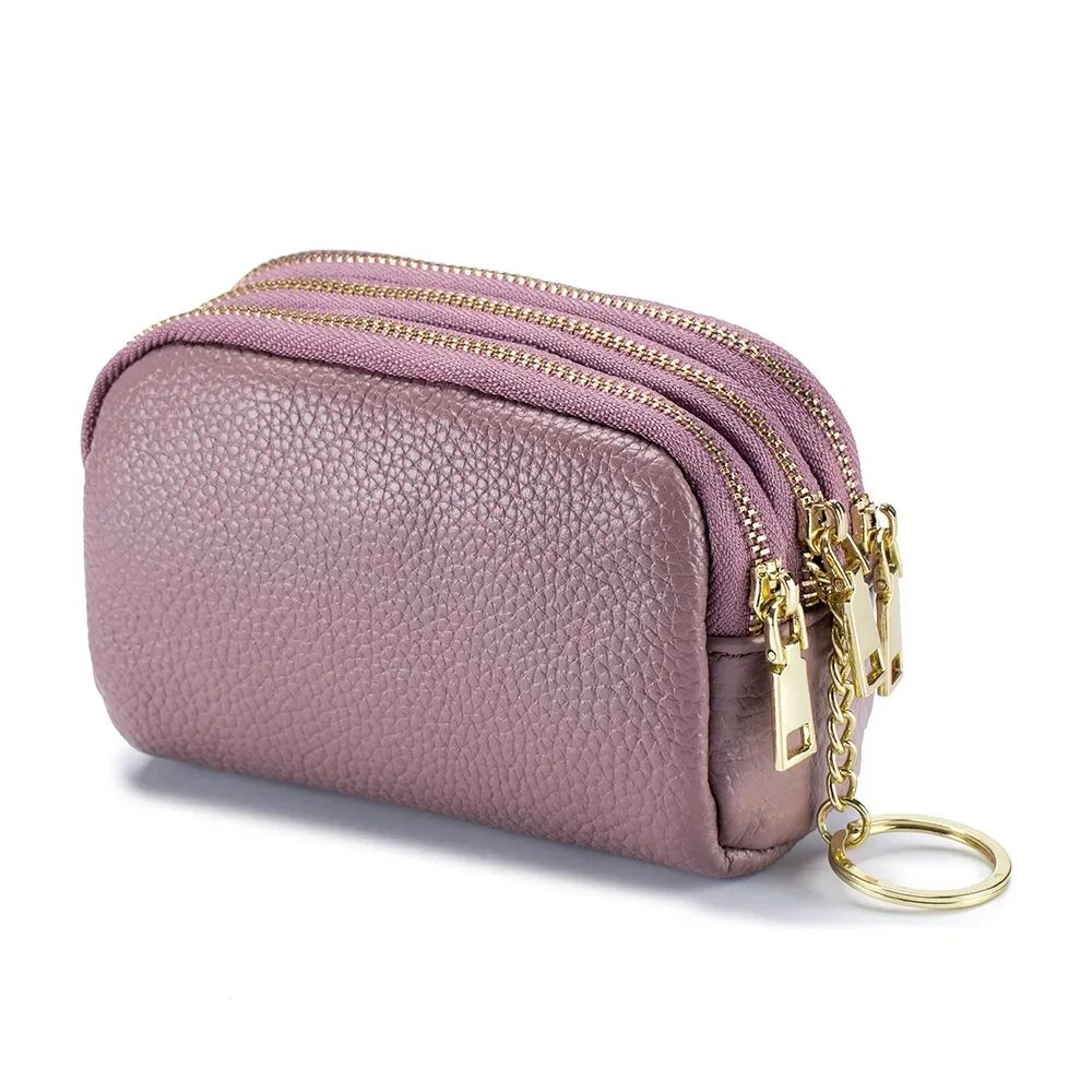 DoubleLayer Cowhide Womens Wallet  Large Capacity Zip Coin Purse  Card Organizer 16