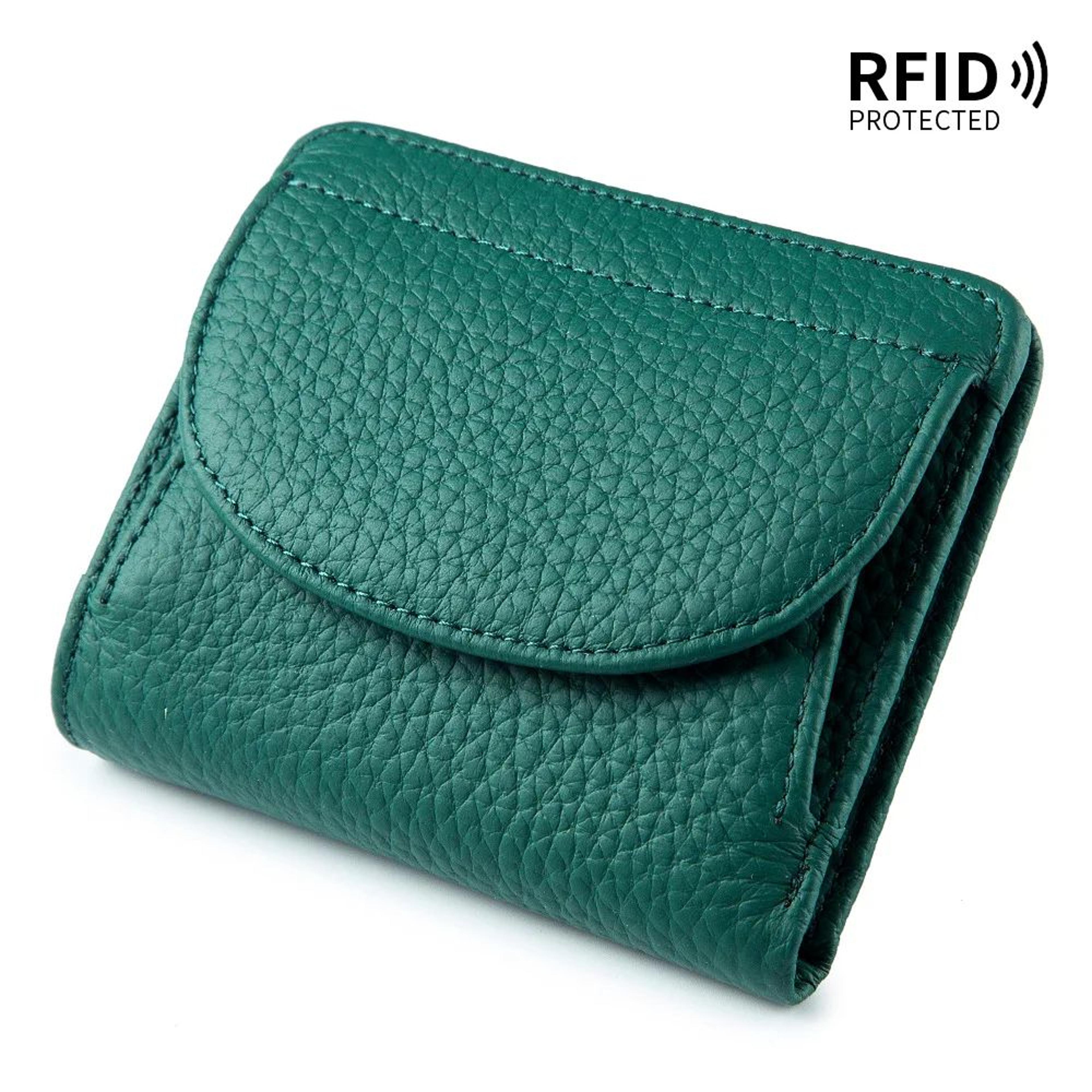 Genuine Leather Mini RFID Wallet For Women  Slim Bifold Card Holder With Coin Pocket 10