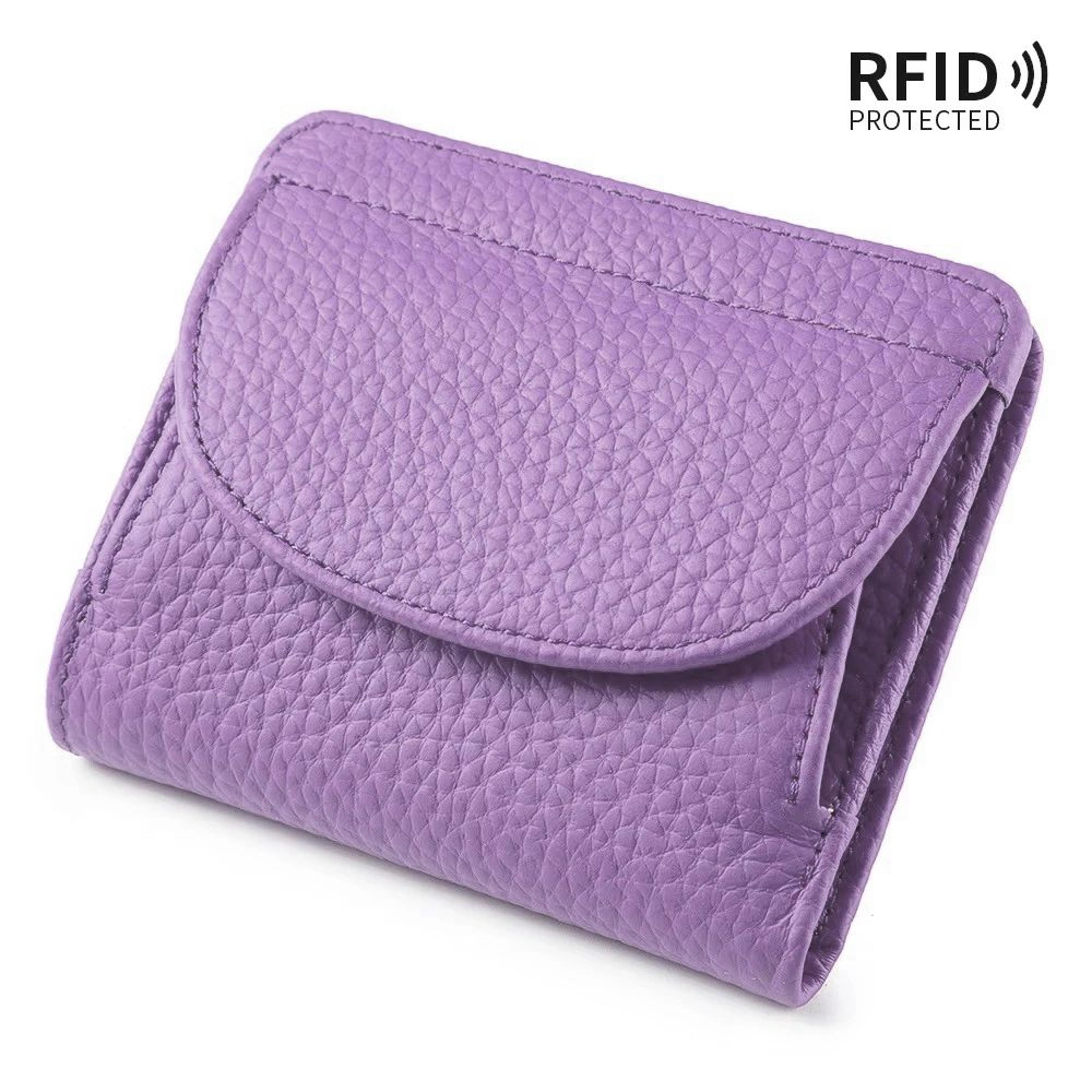 Genuine Leather Mini RFID Wallet For Women  Slim Bifold Card Holder With Coin Pocket 16