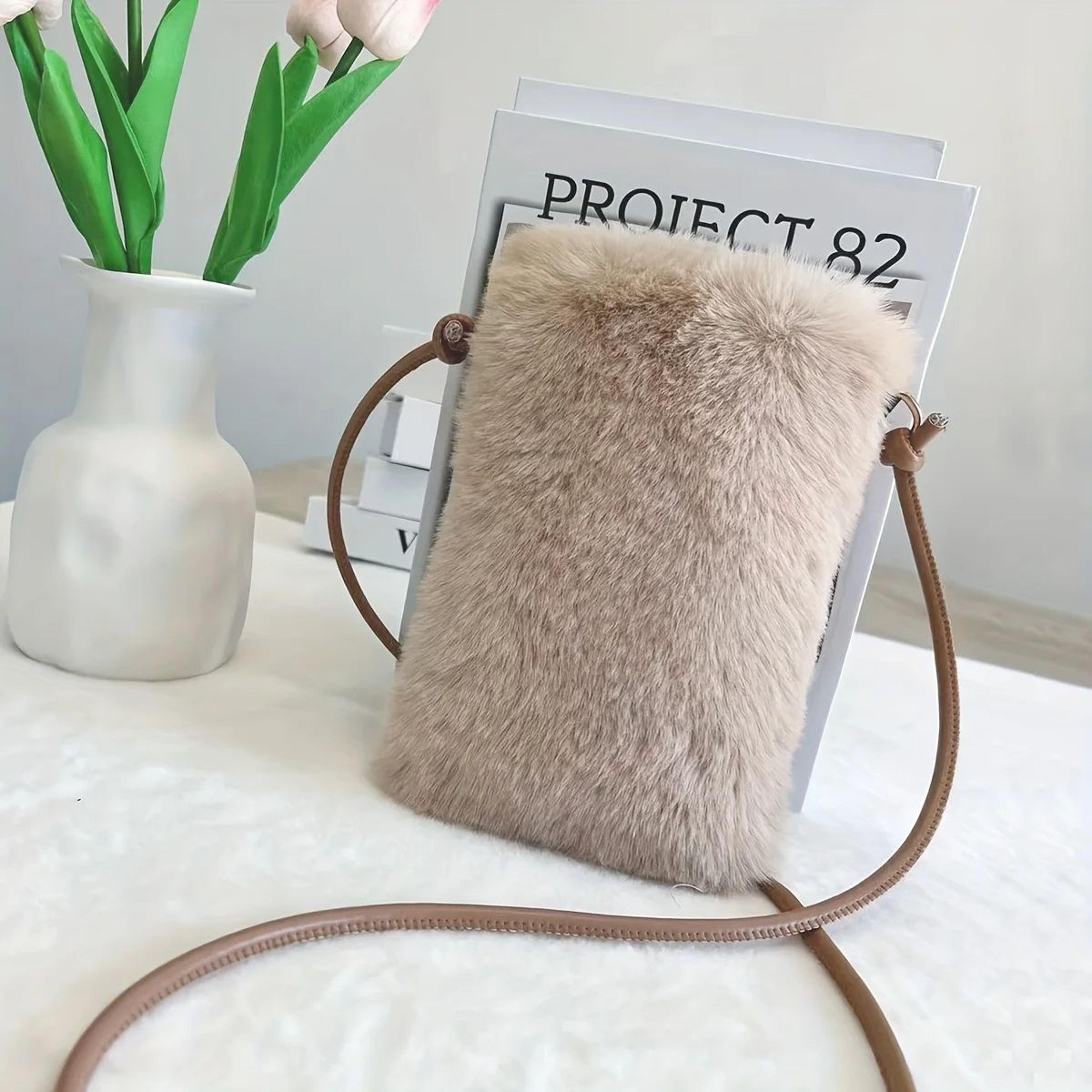 Plush Chic Womens Large Capacity Crossbody Shoulder Bag  Cozy Winter Phone Purse 1