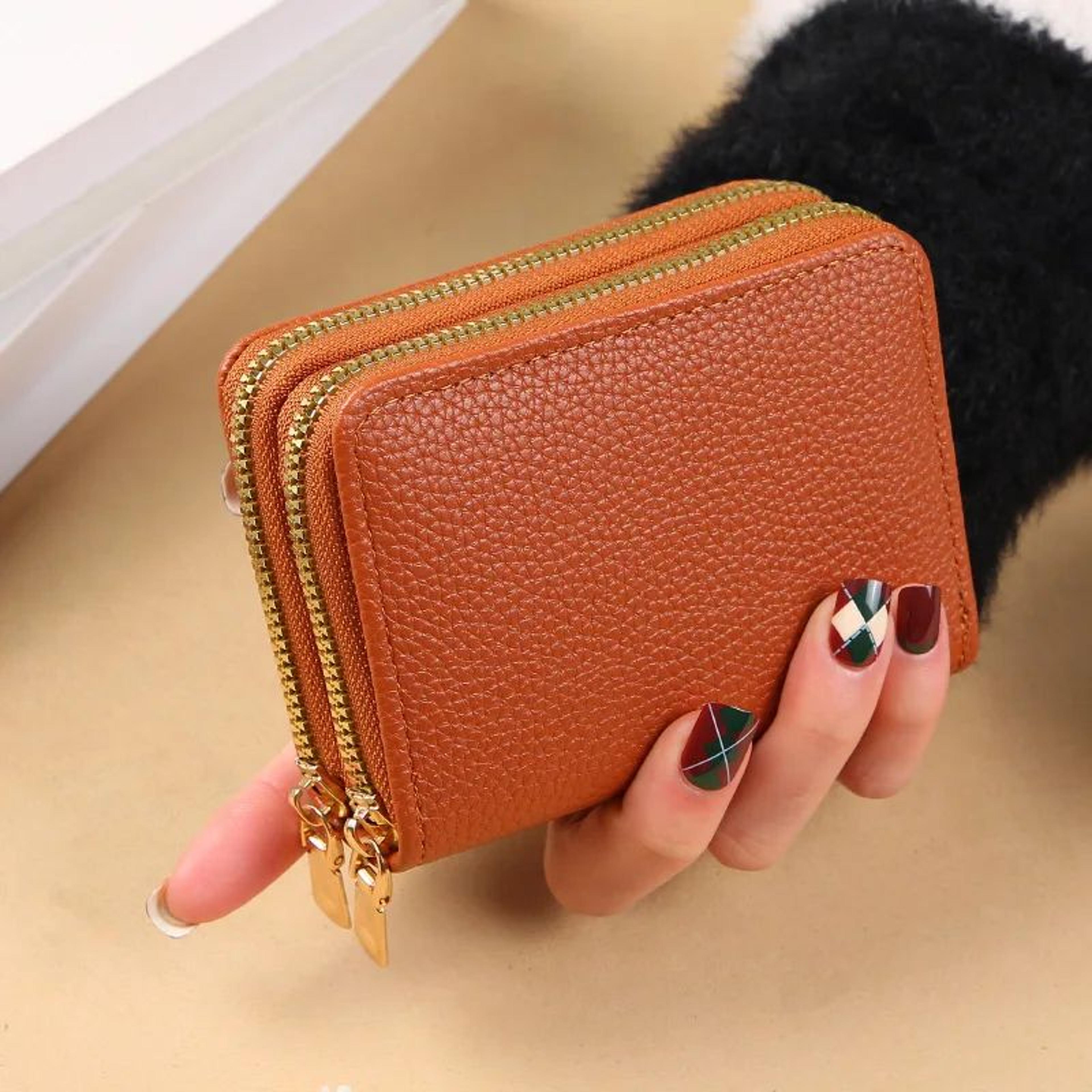 Compact Womens Wallet In PU Leather Wallet Design  Zipper Coin Pocket  Card Holder 12