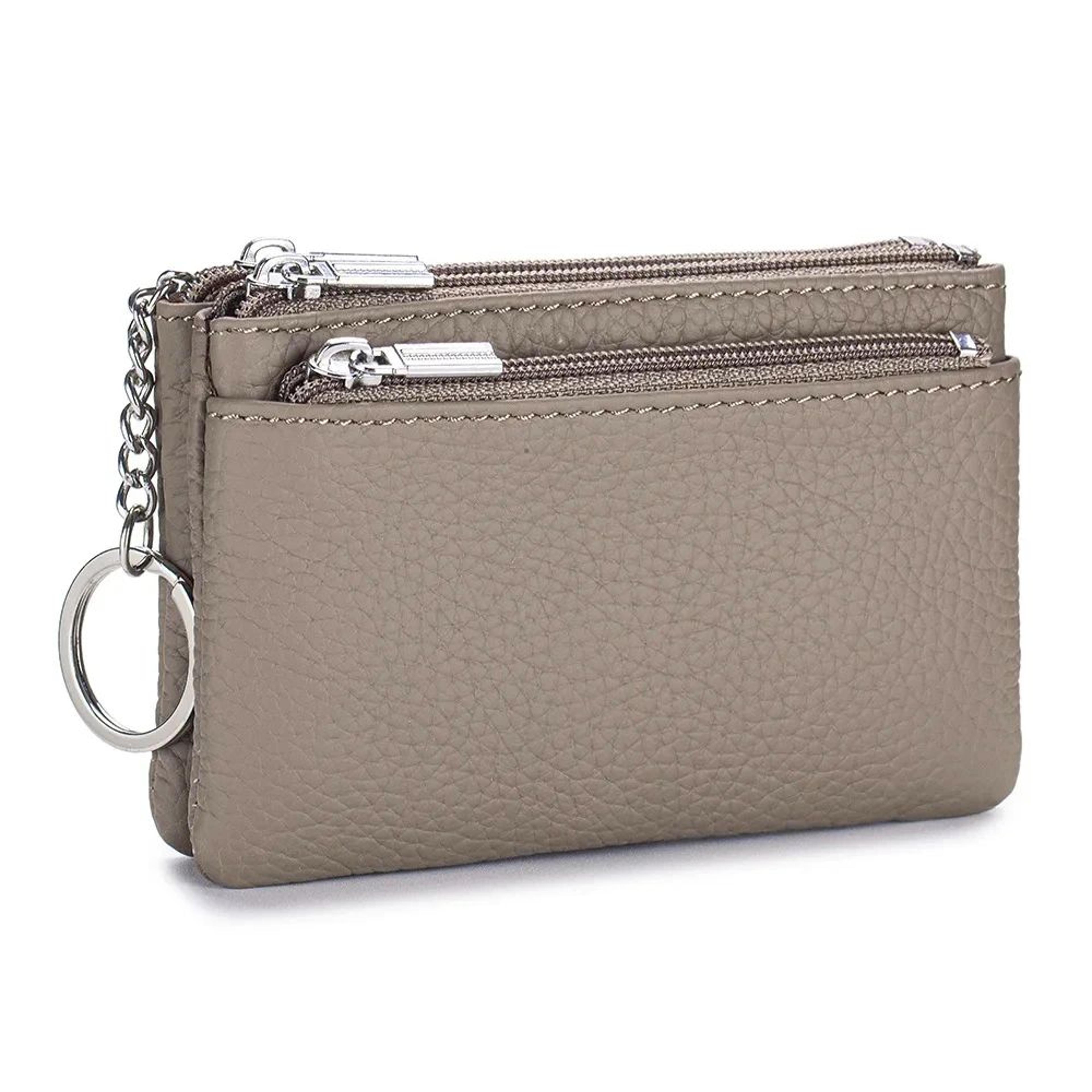Soft Genuine Leather Zipper Wallet For Women Large Capacity Coin Purse With Keychain 9