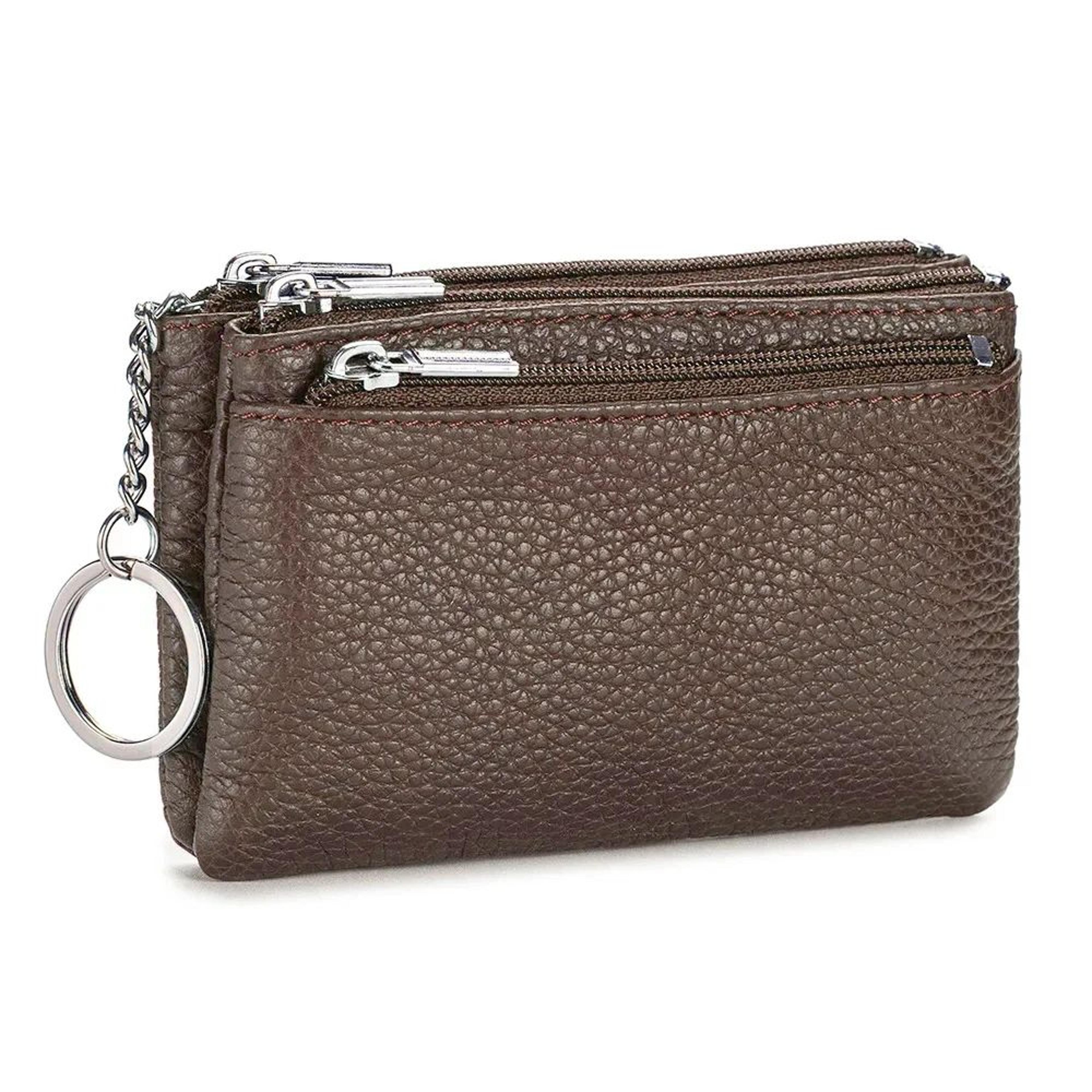 Soft Genuine Leather Zipper Wallet For Women Large Capacity Coin Purse With Keychain 16