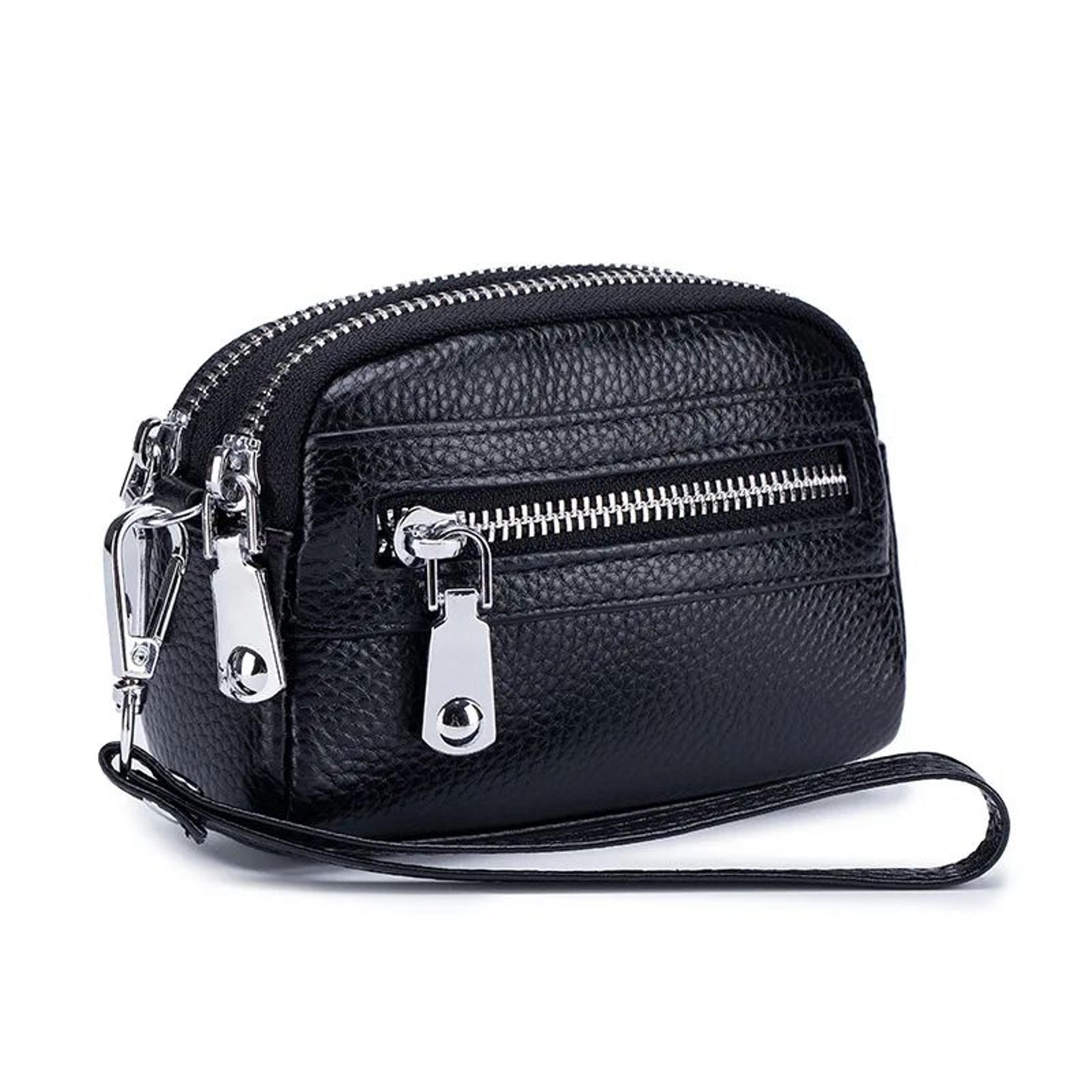 Genuine Leather DoubleZip Wristlet Wallet For Women Large Capacity Card Holder  Coin Purse 4