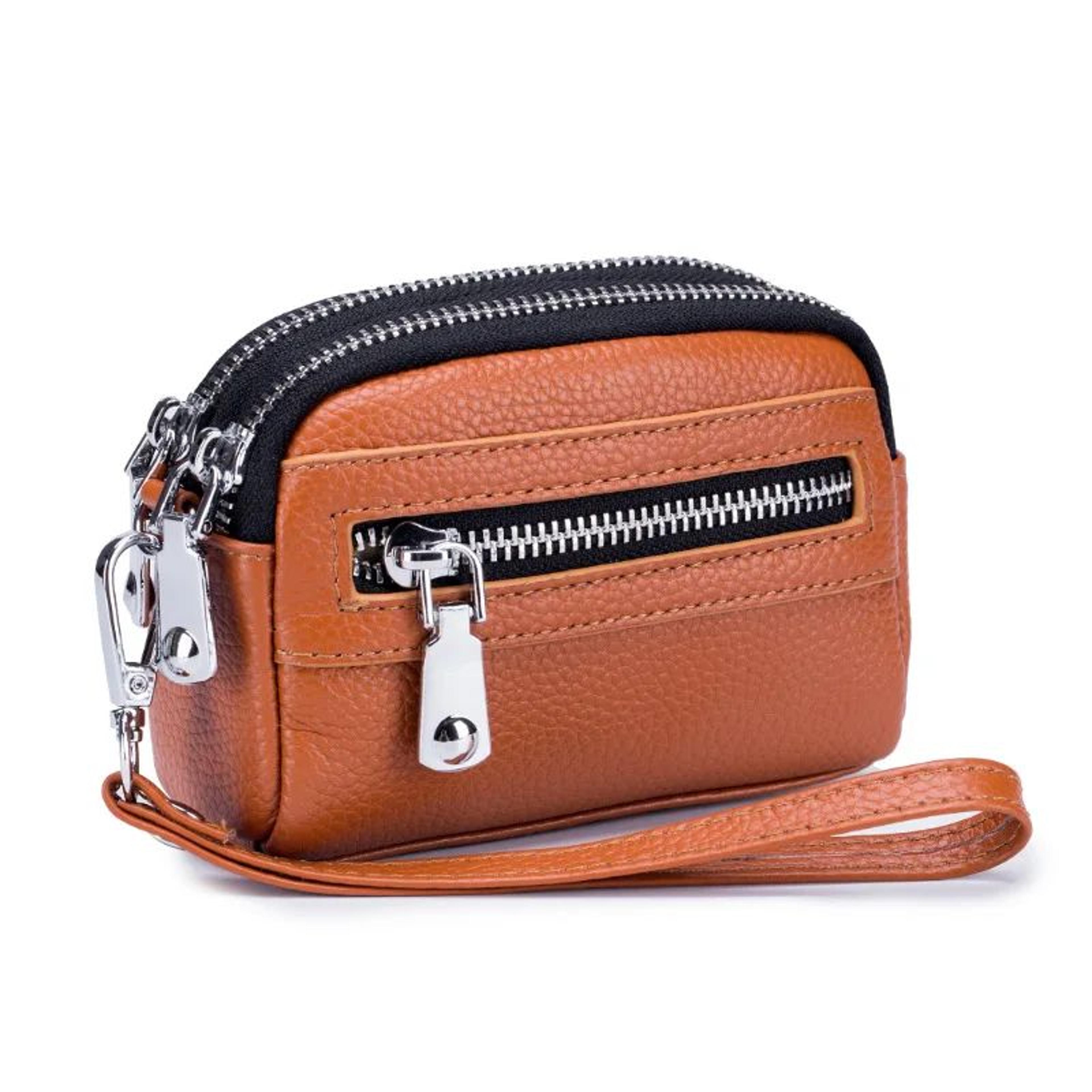 Genuine Leather DoubleZip Wristlet Wallet For Women Large Capacity Card Holder  Coin Purse 13