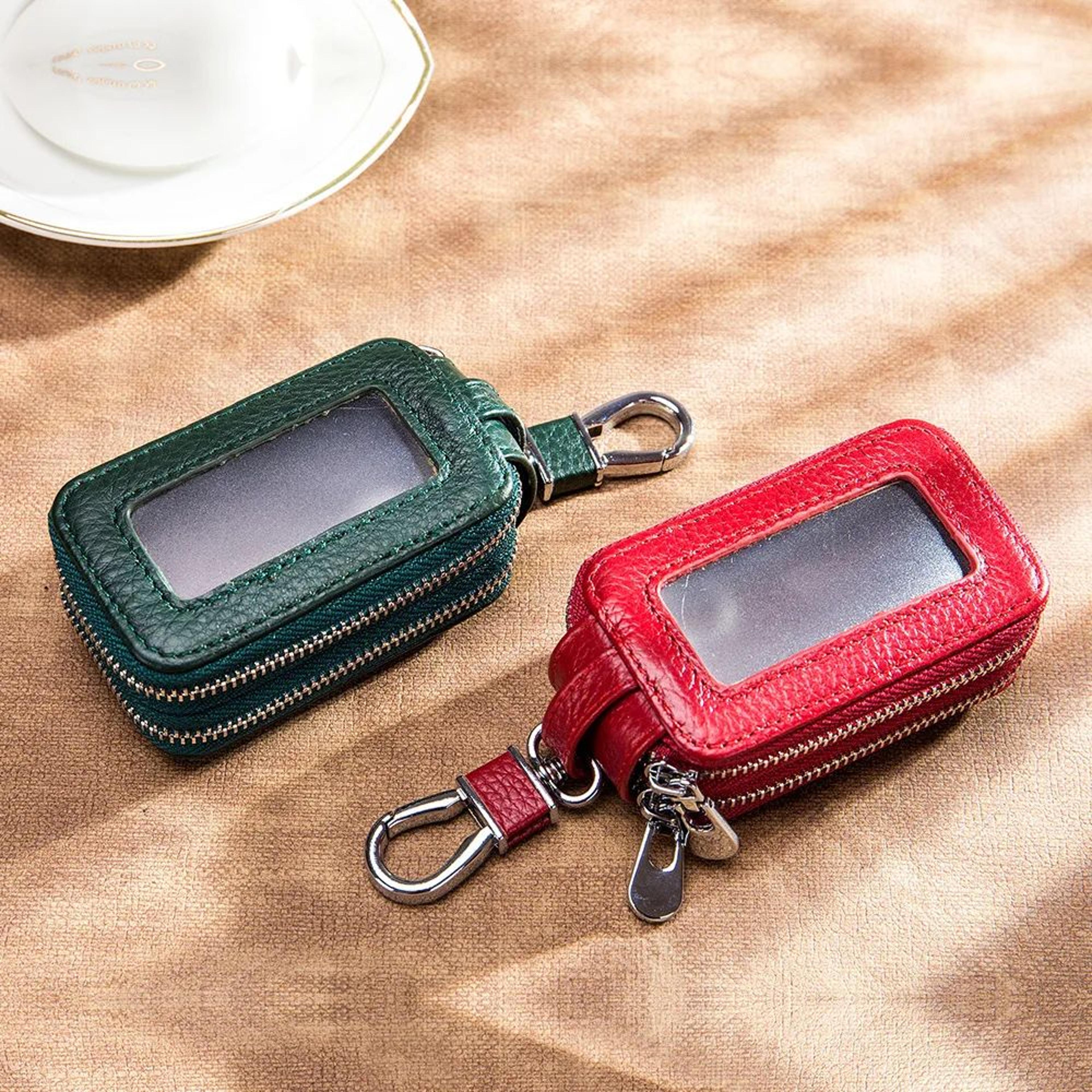 Genuine Leather Zipper Key Wallet Car Key Organizer Pouch 2