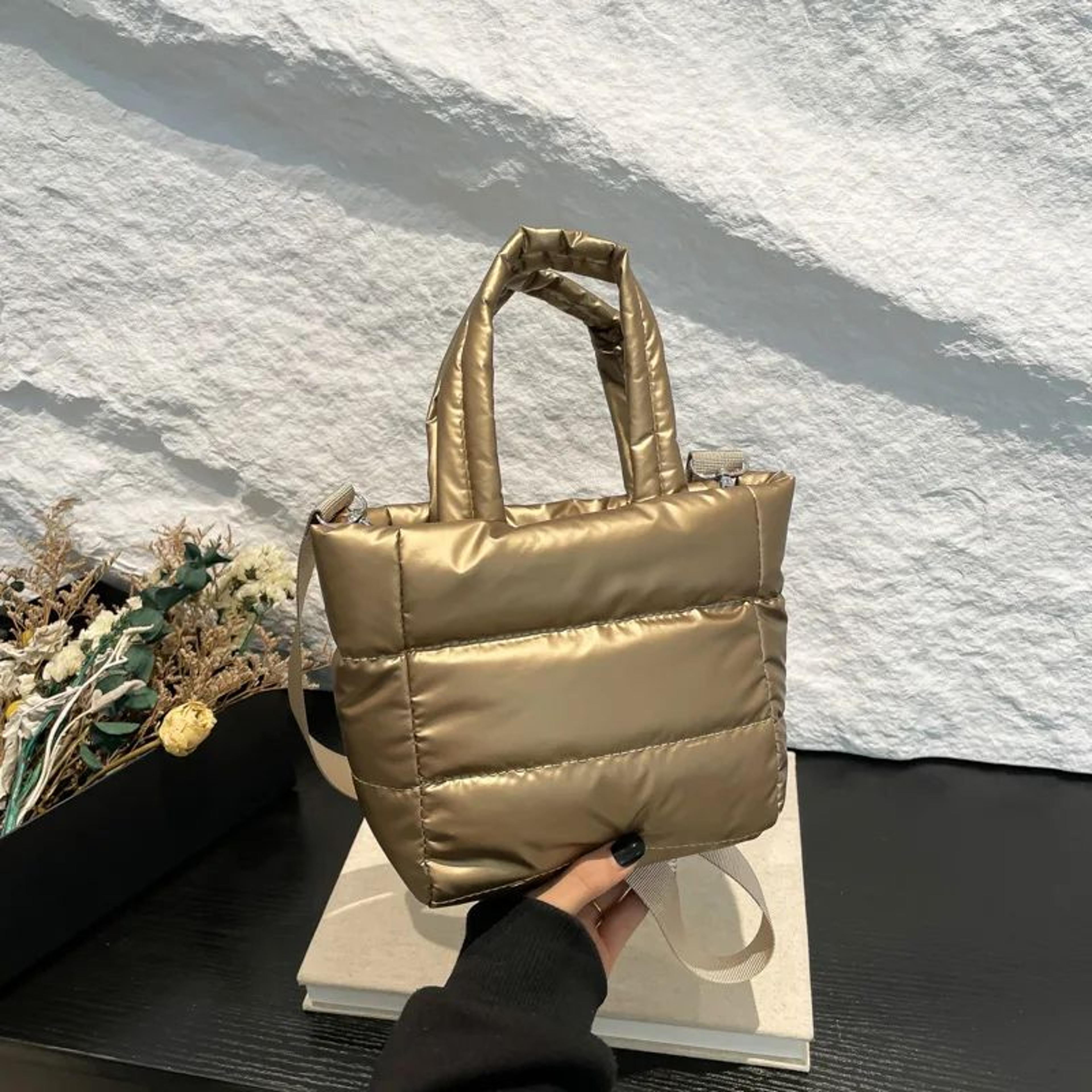 Puffer Tote Bag For Women  Quilted Lightweight LargeCapacity Shoulder Handbag With Adjustable Strap 1