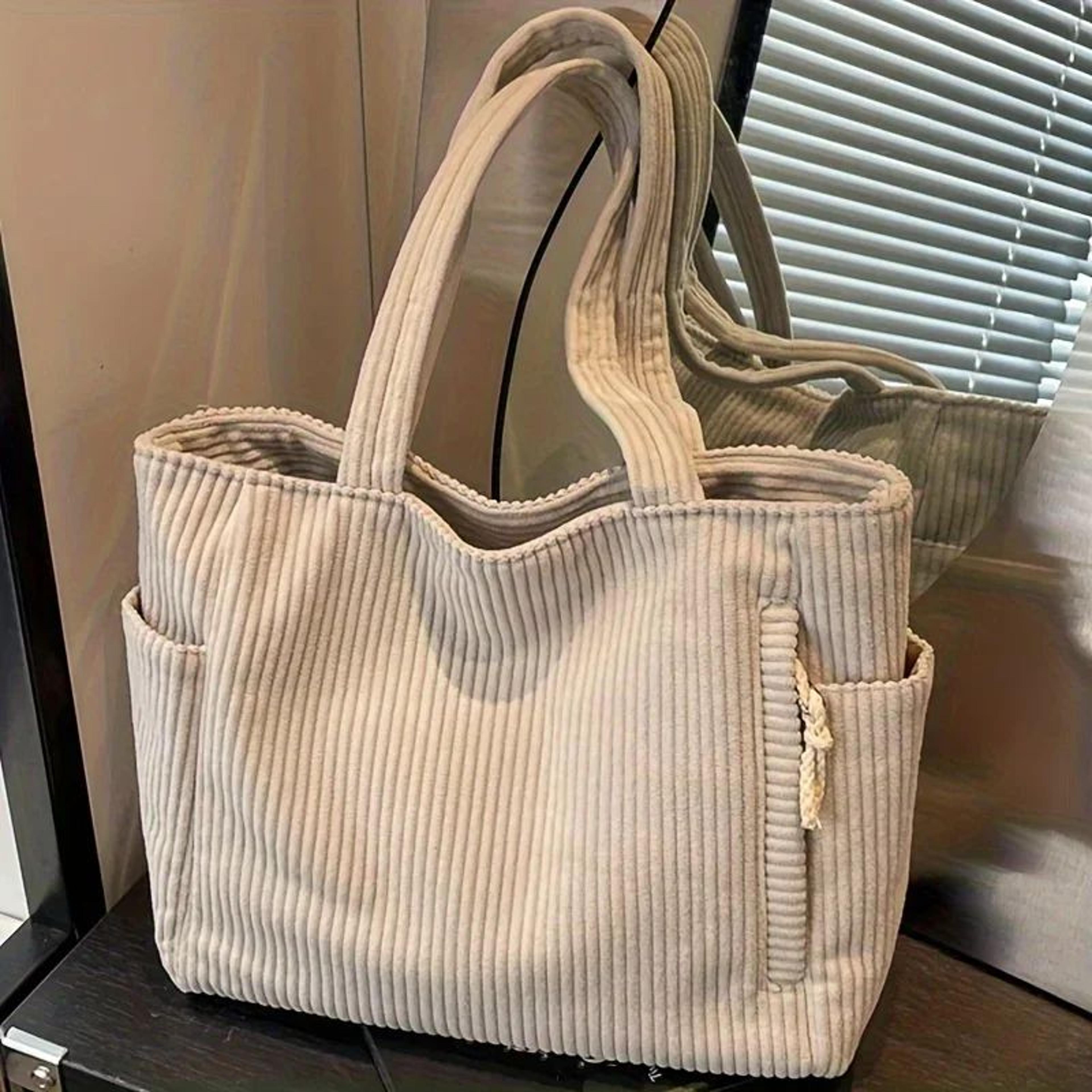 Forest Corduroy Tote Bag  Spacious Vintage Shoulder Carryall For Everyday Work  Weekend 1