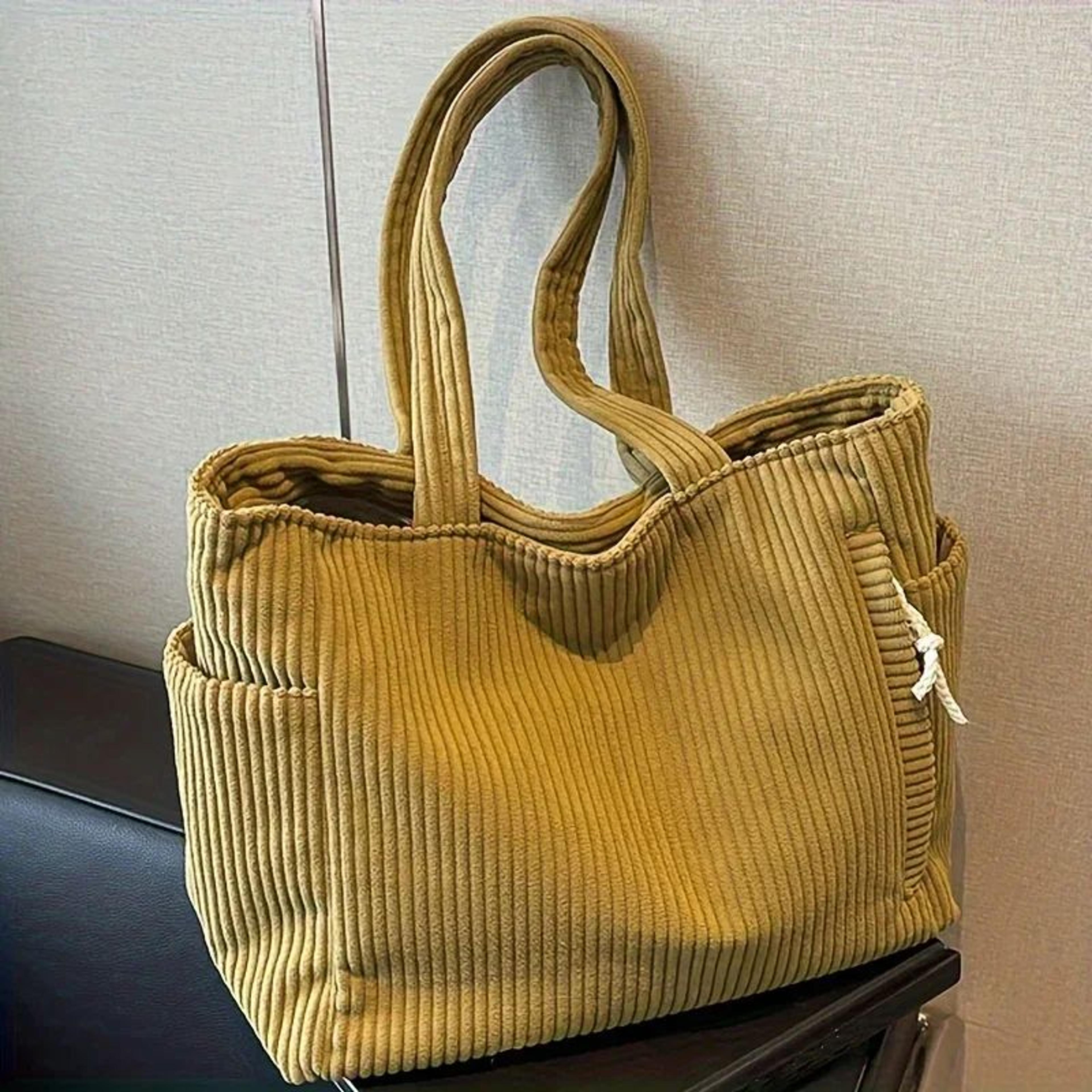 Forest Corduroy Tote Bag  Spacious Vintage Shoulder Carryall For Everyday Work  Weekend 2