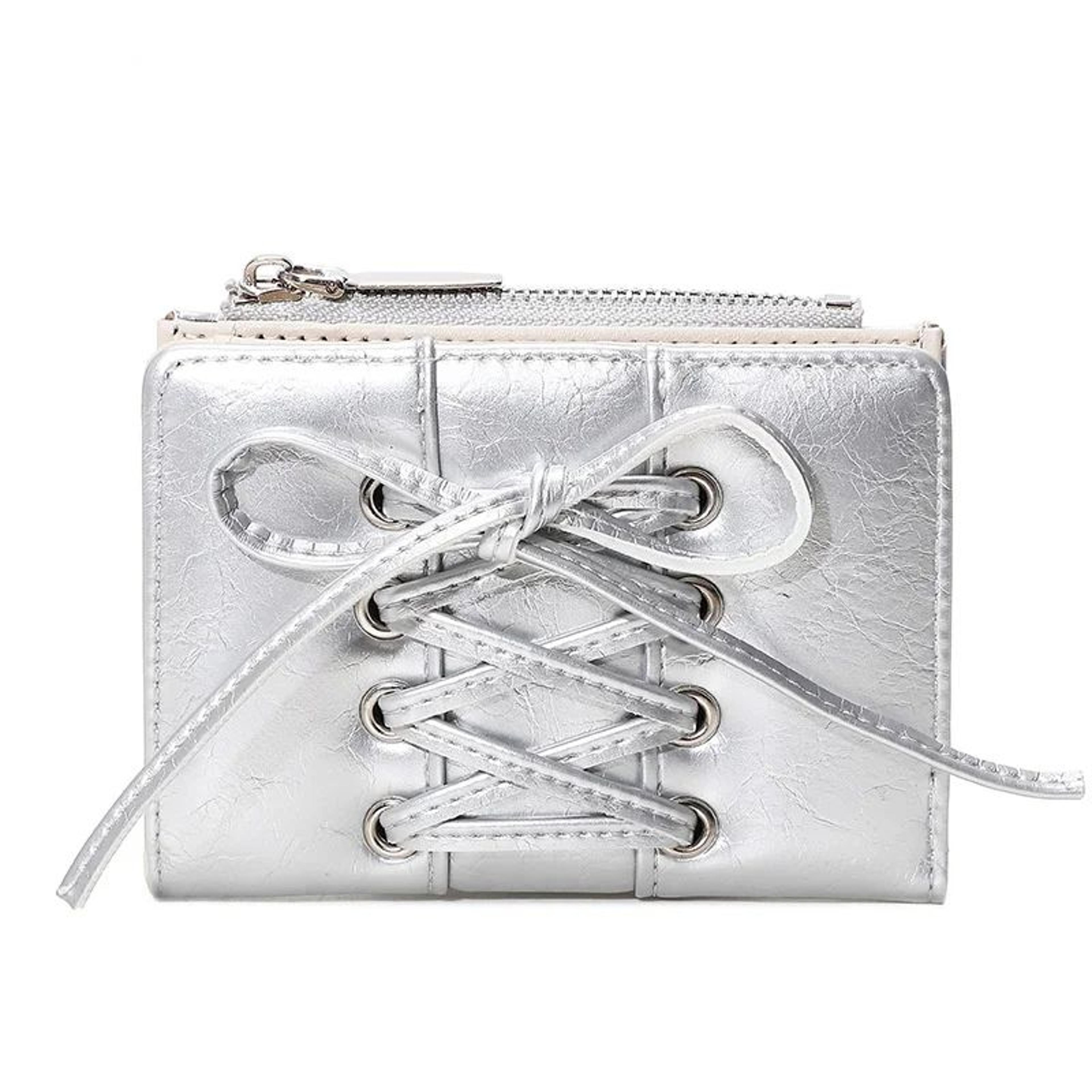 Compact Bow Minimalist Zipper Card Coin Purse  Stylish Short Wallet With Large Capacity 3