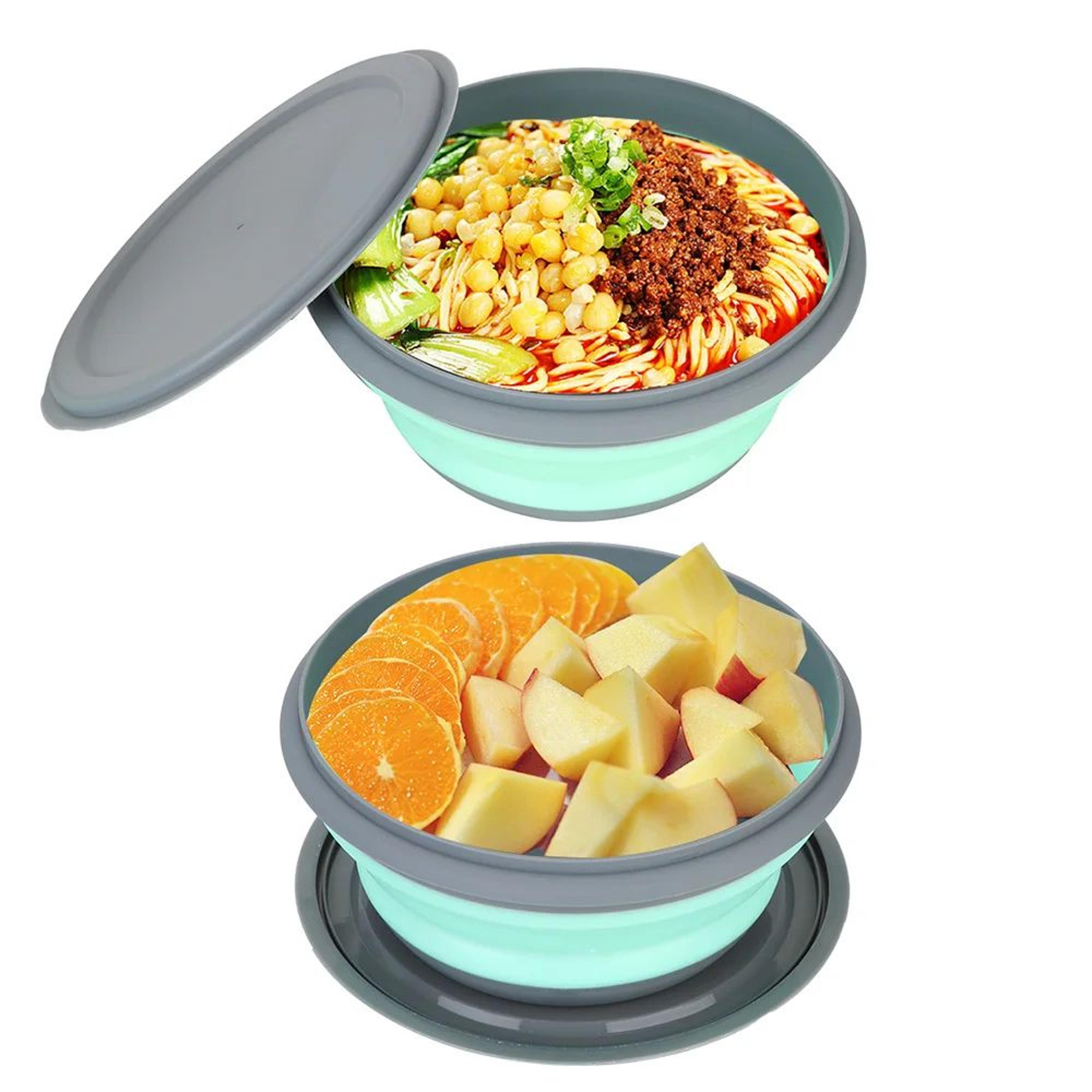 Collapsible Silicone Lunch Box Set With Lids  Portable Camping  Picnic Food Containers 3Piece 3