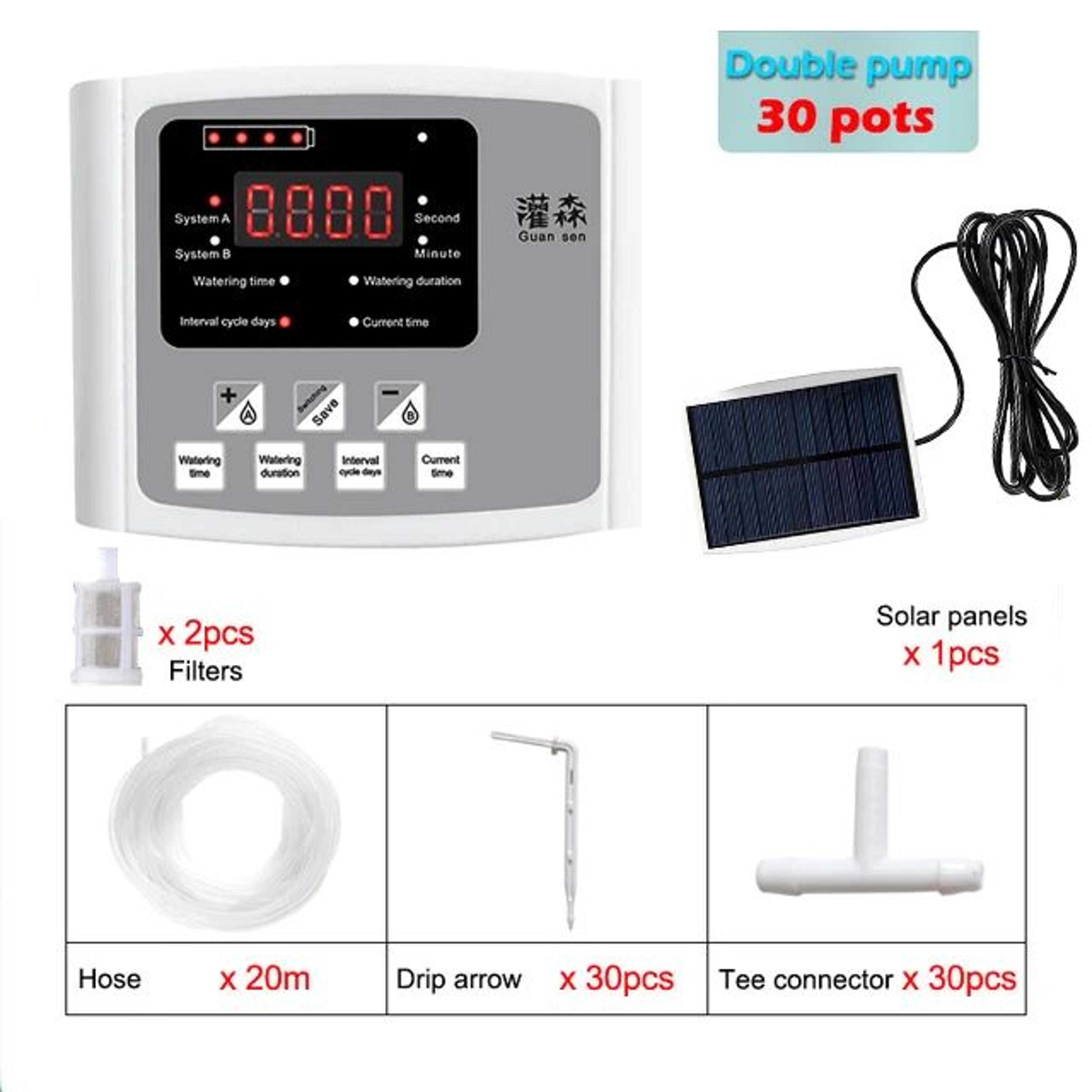 Solar Smart DualZone Garden Irrigation Controller  Automatic Drip Watering System 8