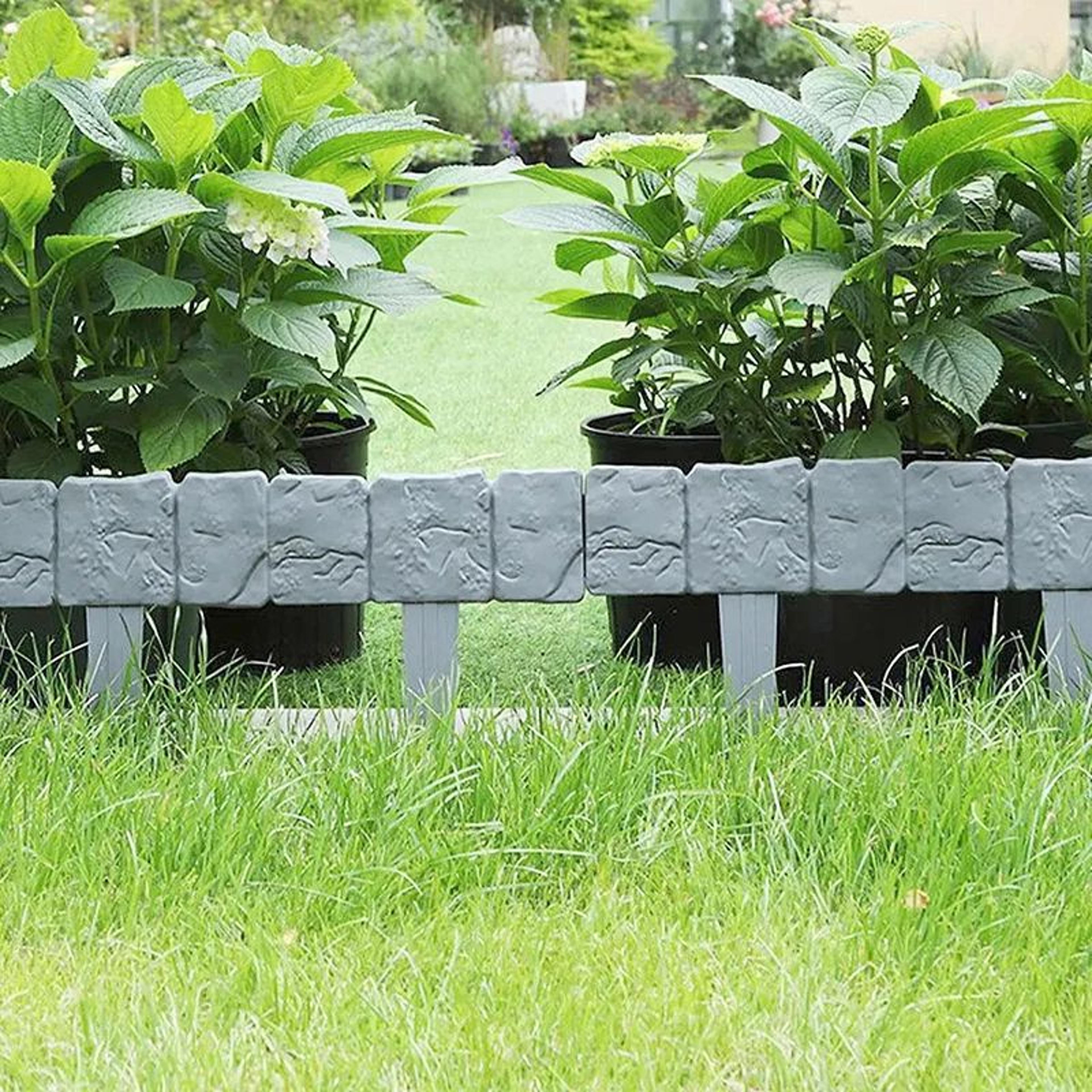 Imitation Stone Garden Fence NoDig Border Stakes For Garden Border Edging 510pc Set 1