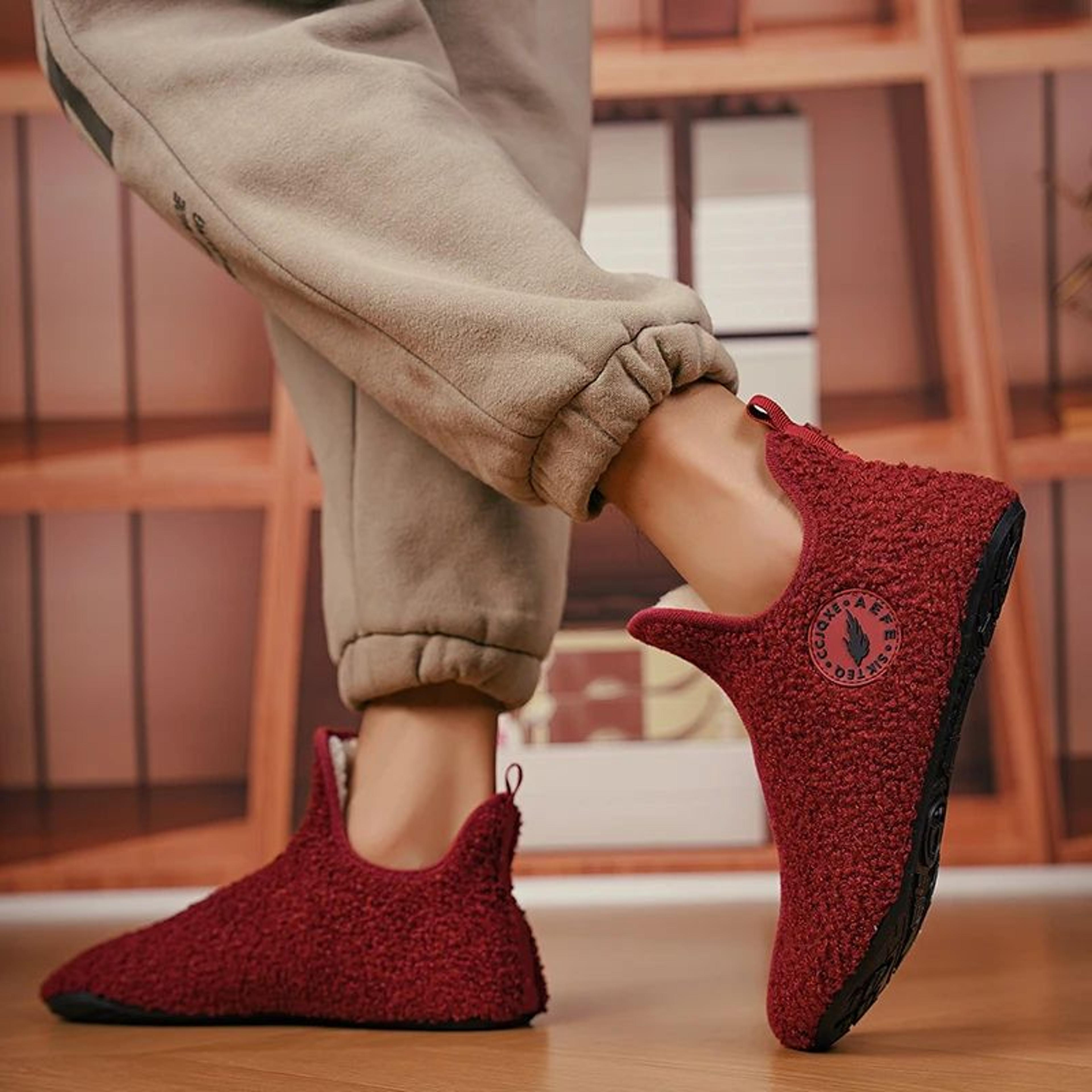 CozyGrip Mens Winter Slippers  Warm NonSlip House Slippers For Couples 4