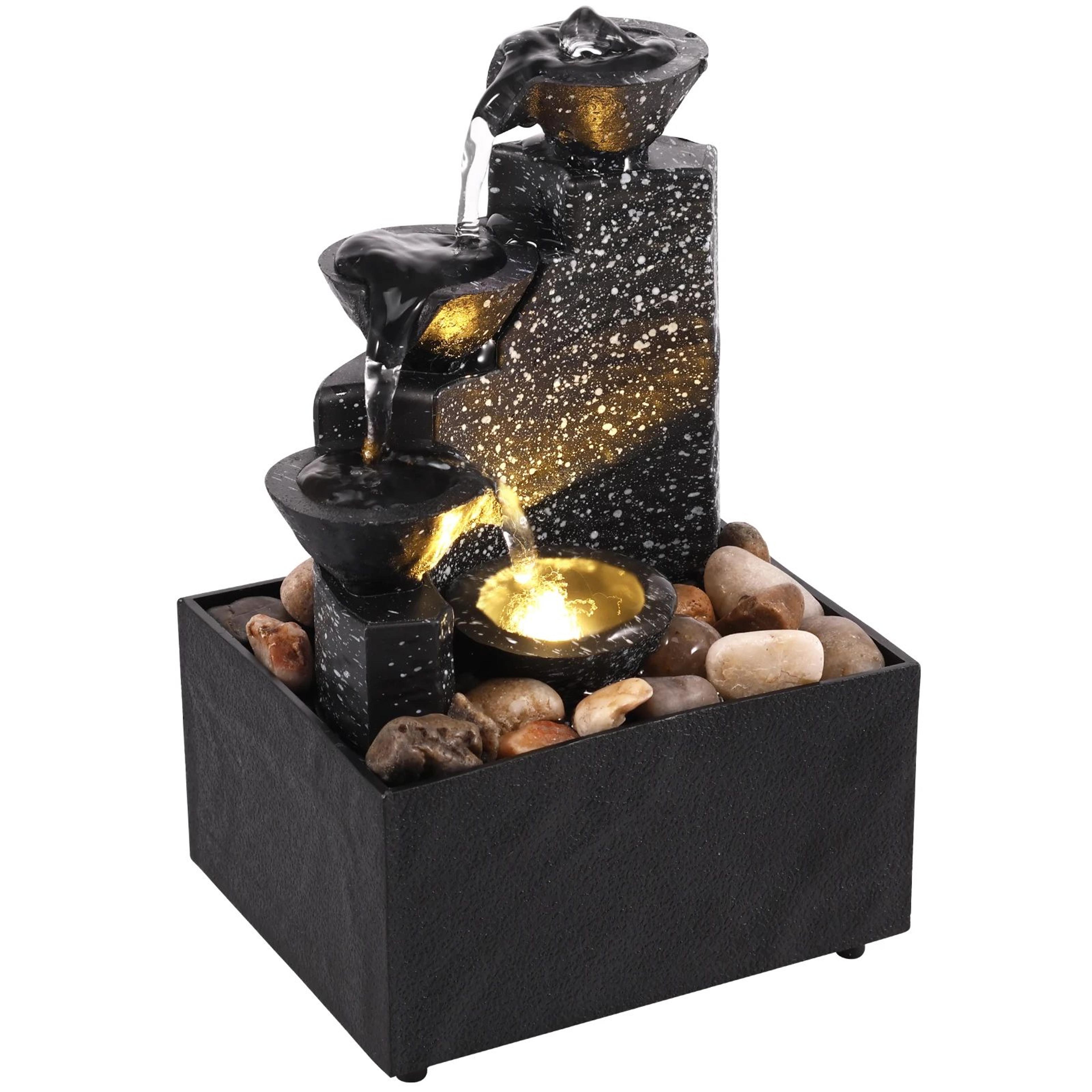 TranquilFlow Indoor Waterfall Fountain  Zen Desktop Fountain With Soft Lights  Relaxing Water Featu 6