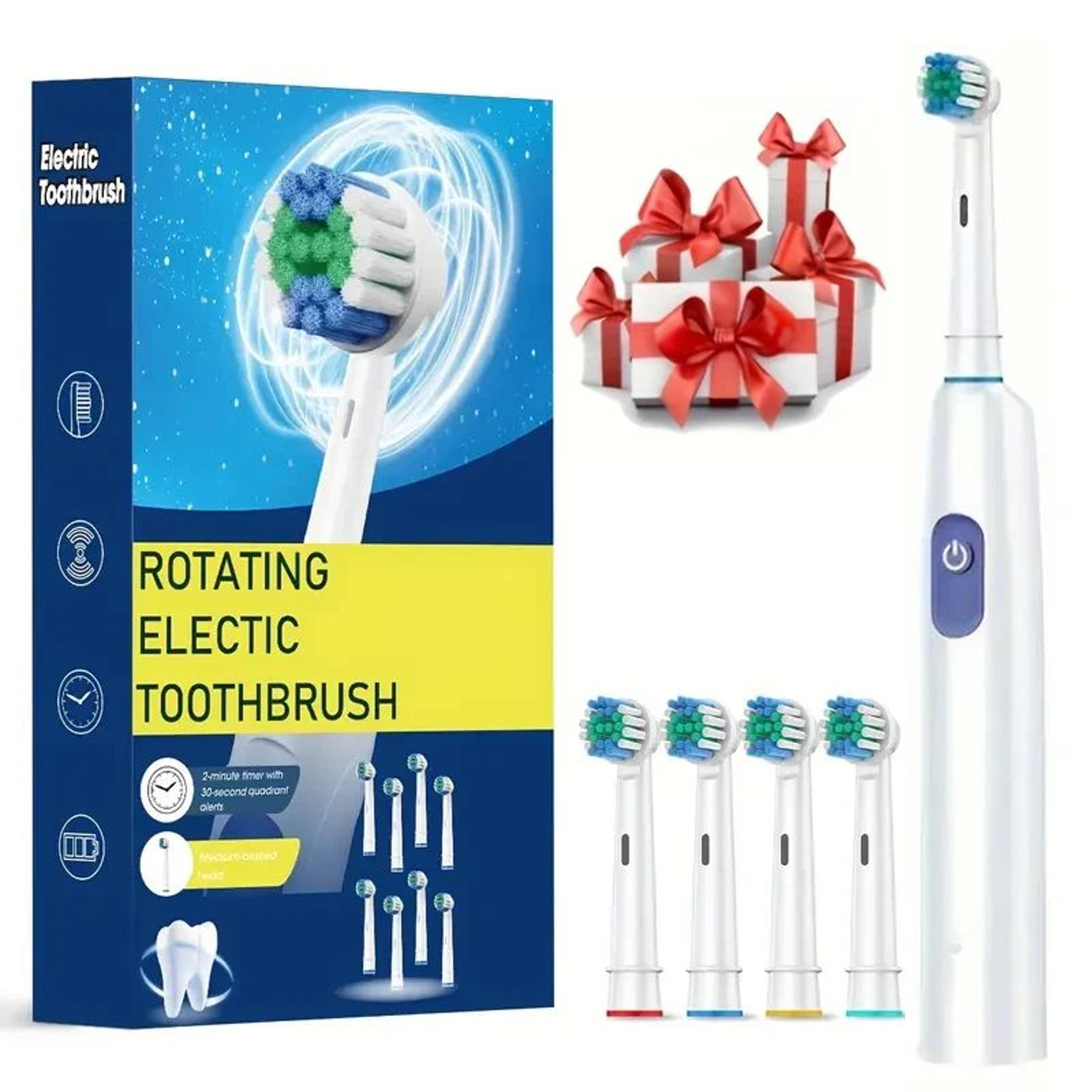 Premium Rotating Rechargeable Electric Toothbrush With 8 Soft Brush Heads  Deep Clean Oral Care For 9