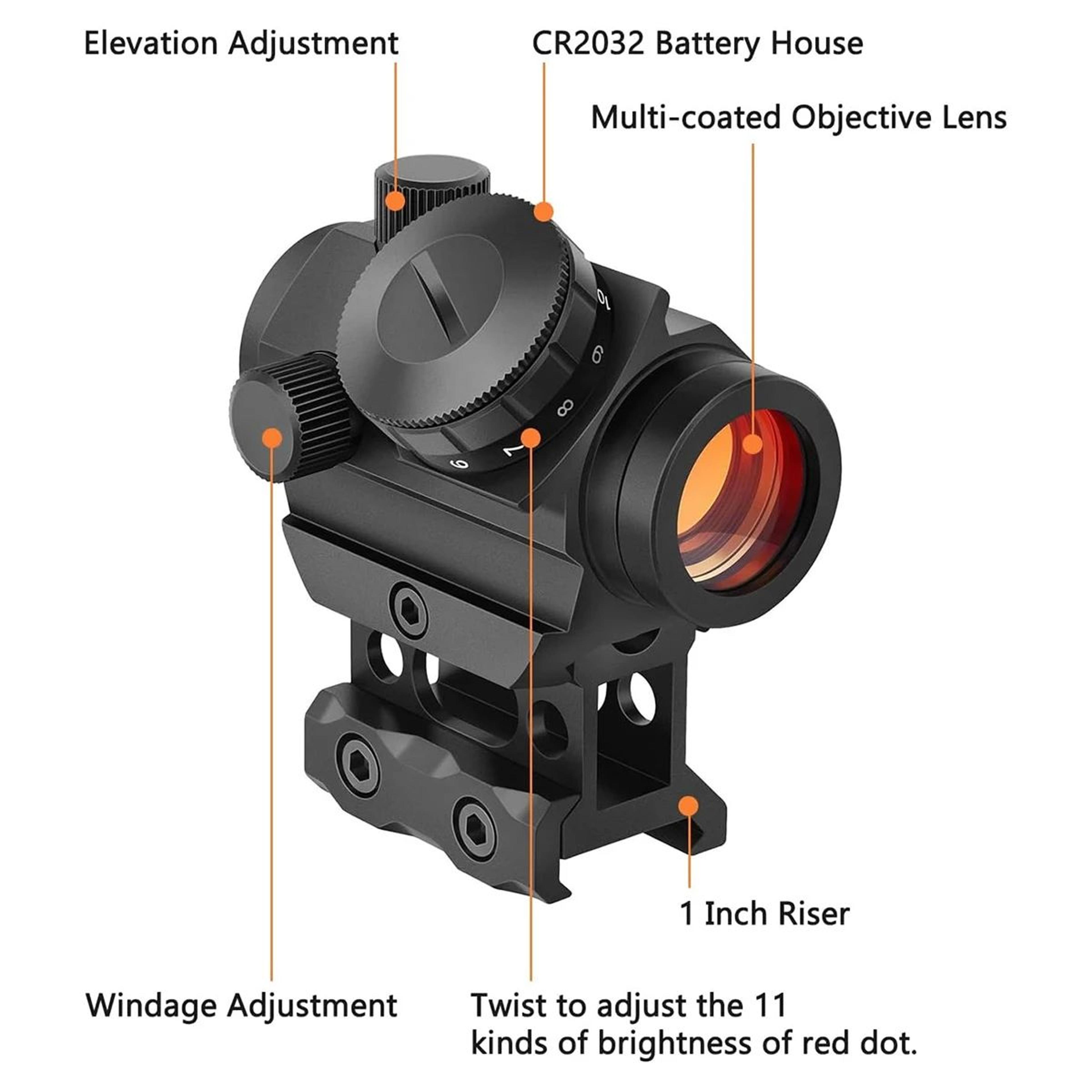 Tactical 1x25mm Red Dot Sight Reflex Sight With Waterproof  Shockproof Design 2