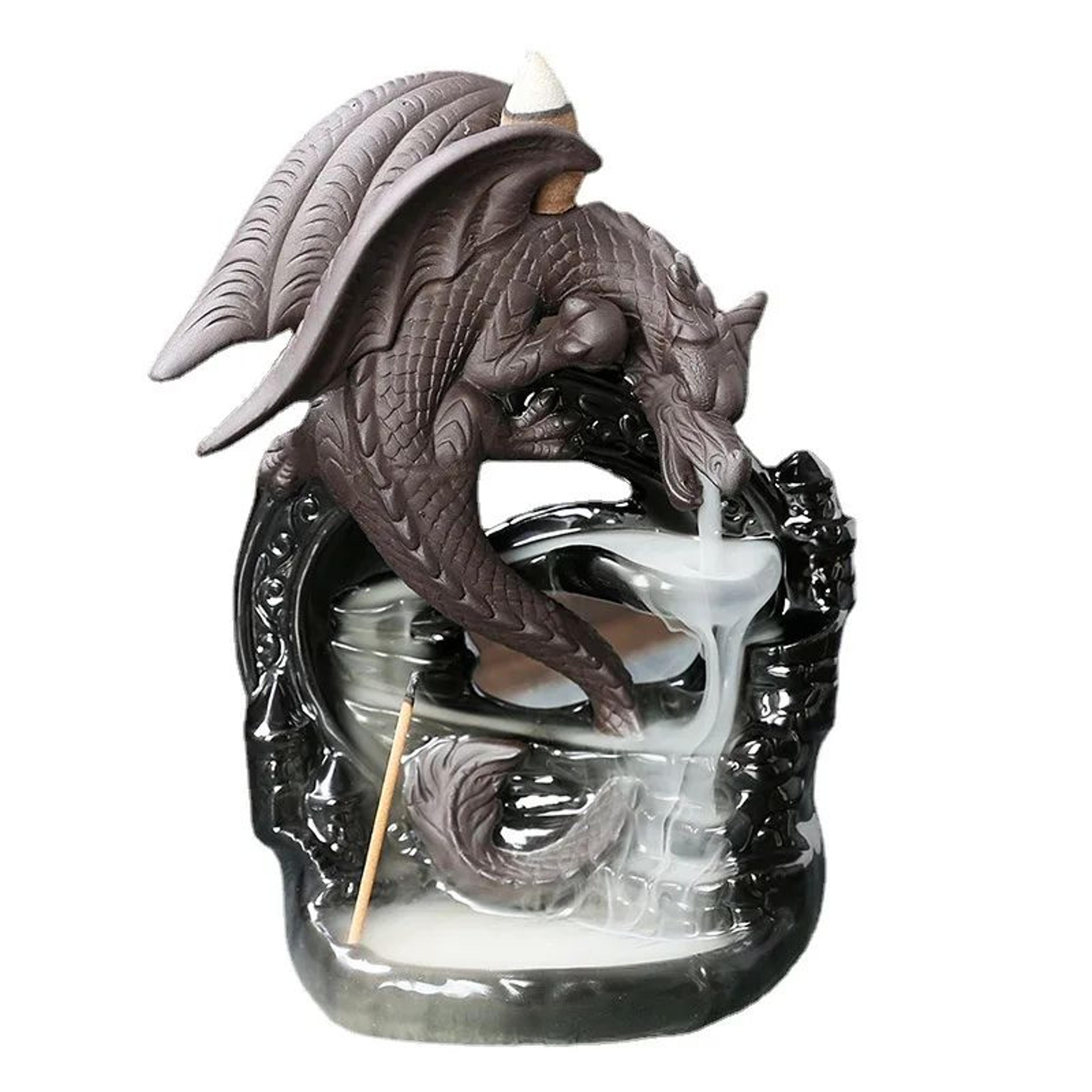 Vintage Dragon Smoke Waterfall Incense Holder  Ceramic Backflow Aromatherapy Tabletop Decor 4