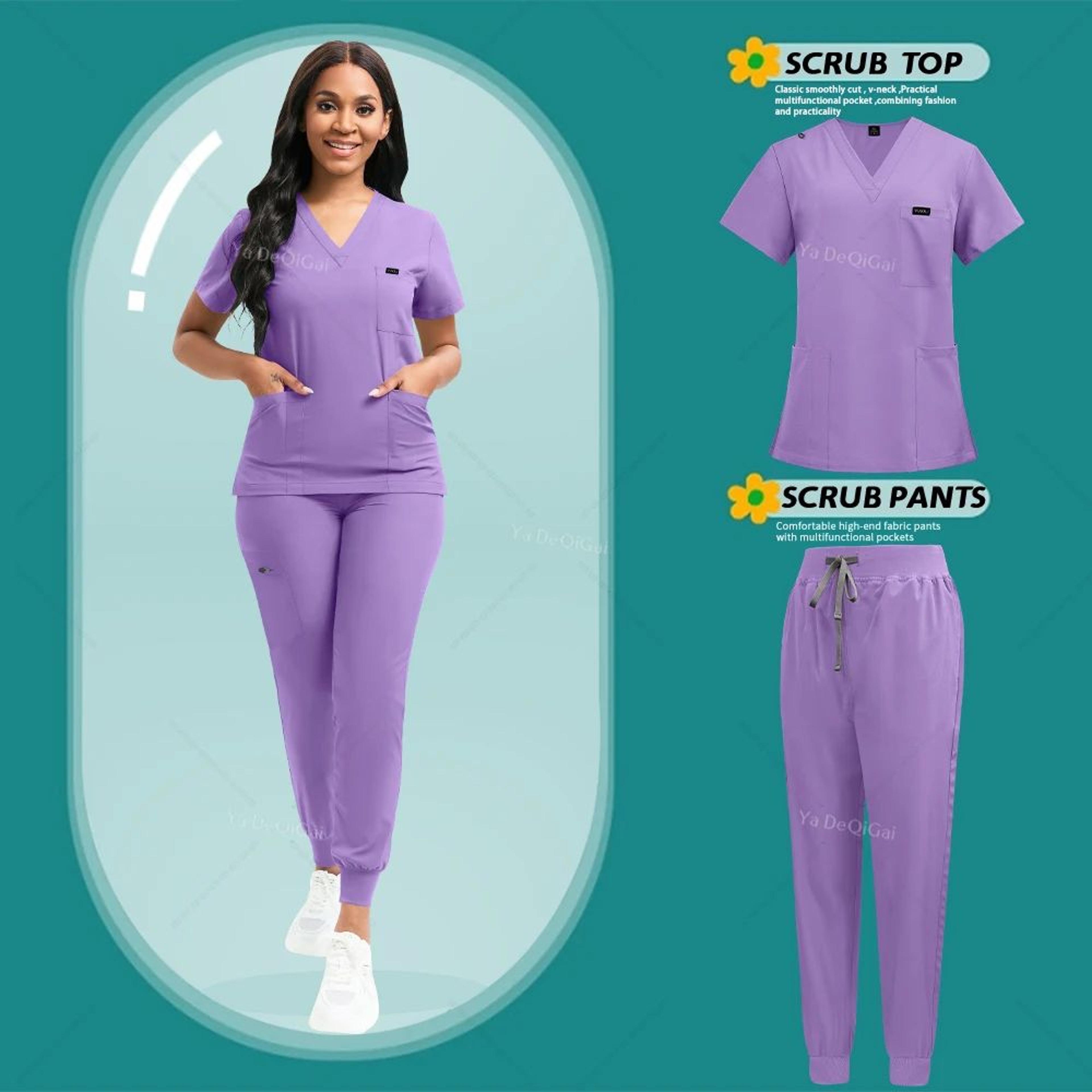 Stretch Nursing Scrubs Set For Women  Breathable Medical Scrubs Top  Jogger Pants 11