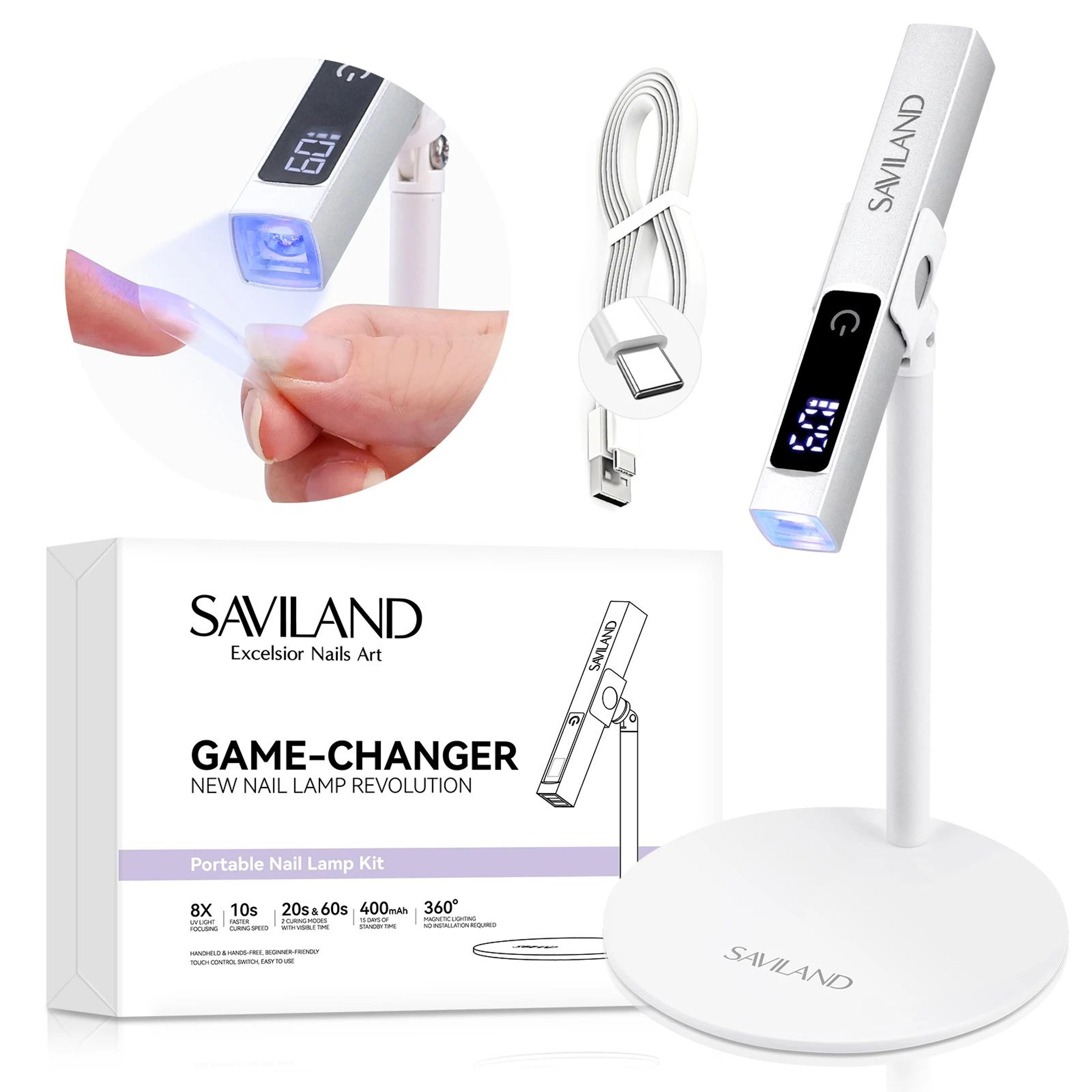 saviland portable rechargeable uv led nail lamp – compact mini gel nail dryer with magnetic stand & lcd timer