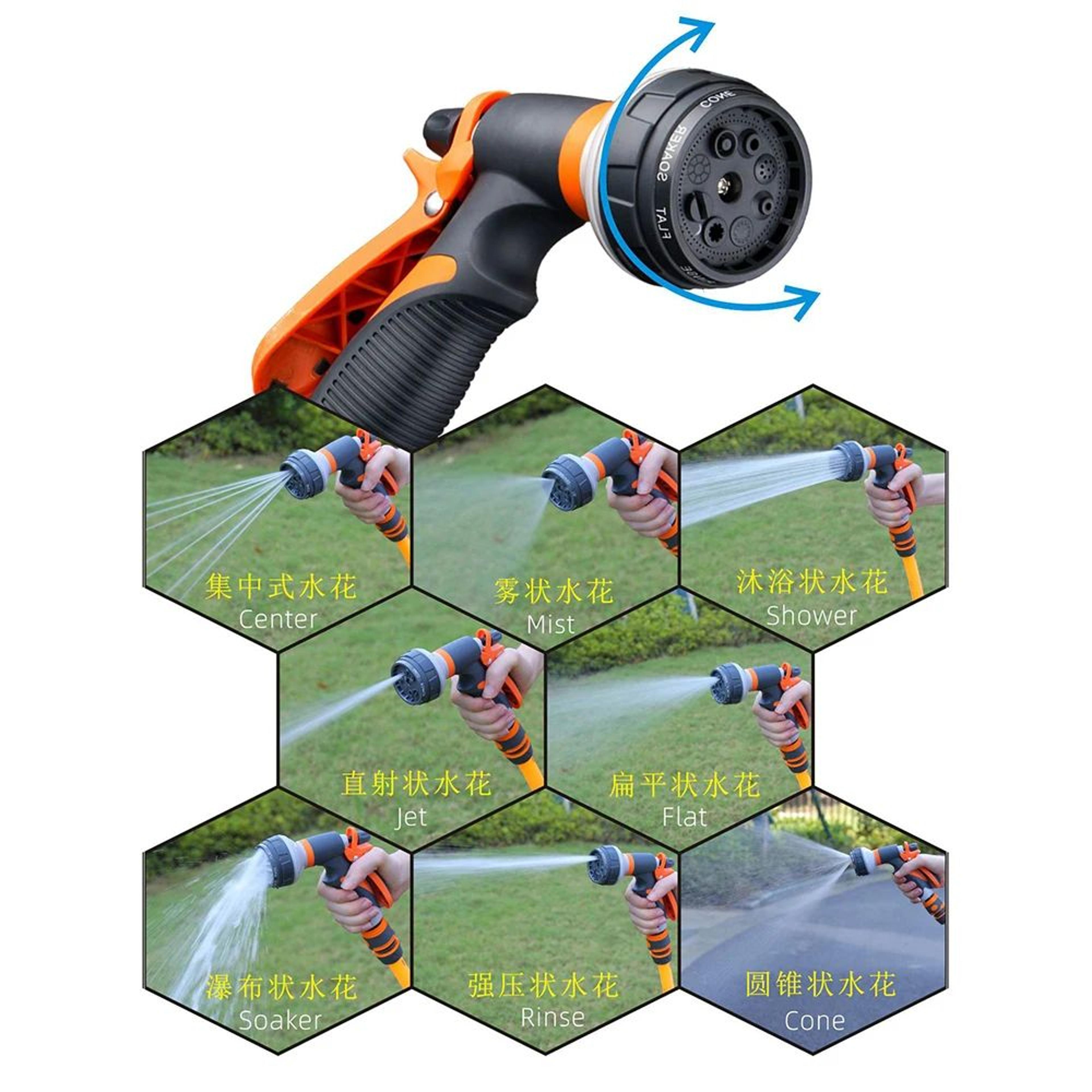 8Mode HighPressure Garden Hose Nozzle  Adjustable Watering Gun For Lawn  Plants 2