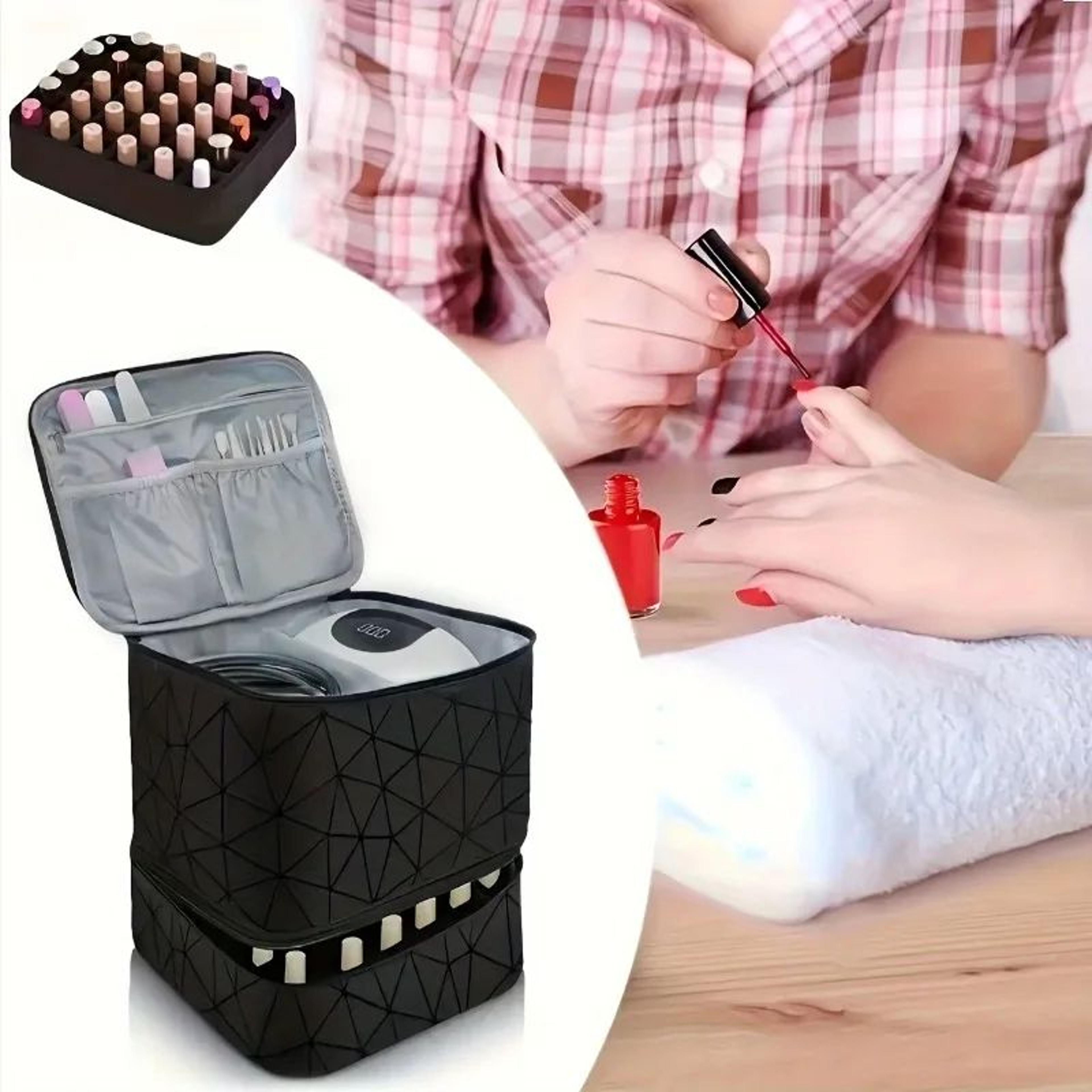 Portable Nail Polish  Cosmetic Organizer Case  30Grid Travel Storage Bag With Handle 3