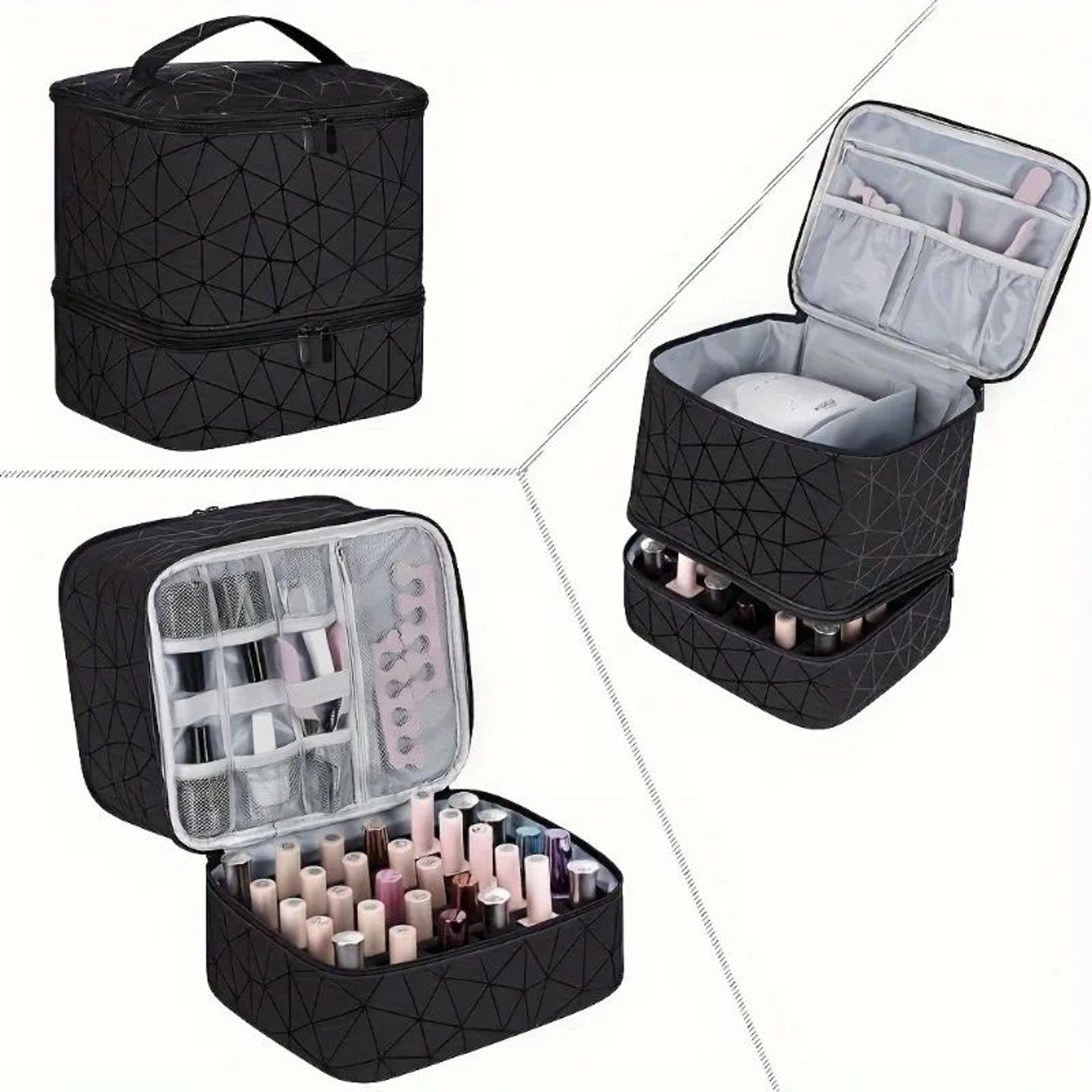 Portable Nail Polish  Cosmetic Organizer Case  30Grid Travel Storage Bag With Handle 4